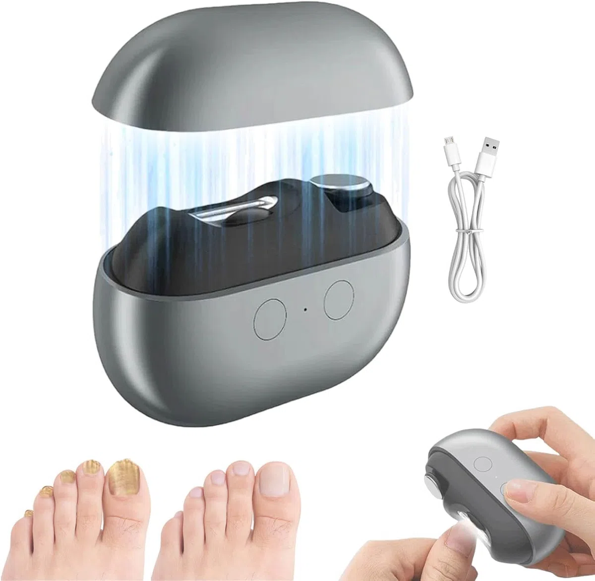 Tagliaunghie Elettrico, Tagliaunghie con LED Light, Elettrico Sicuro Lima Unghie per Bambini e Adulti, Automatico, Silenzioso, Ricaricabile (Gray)