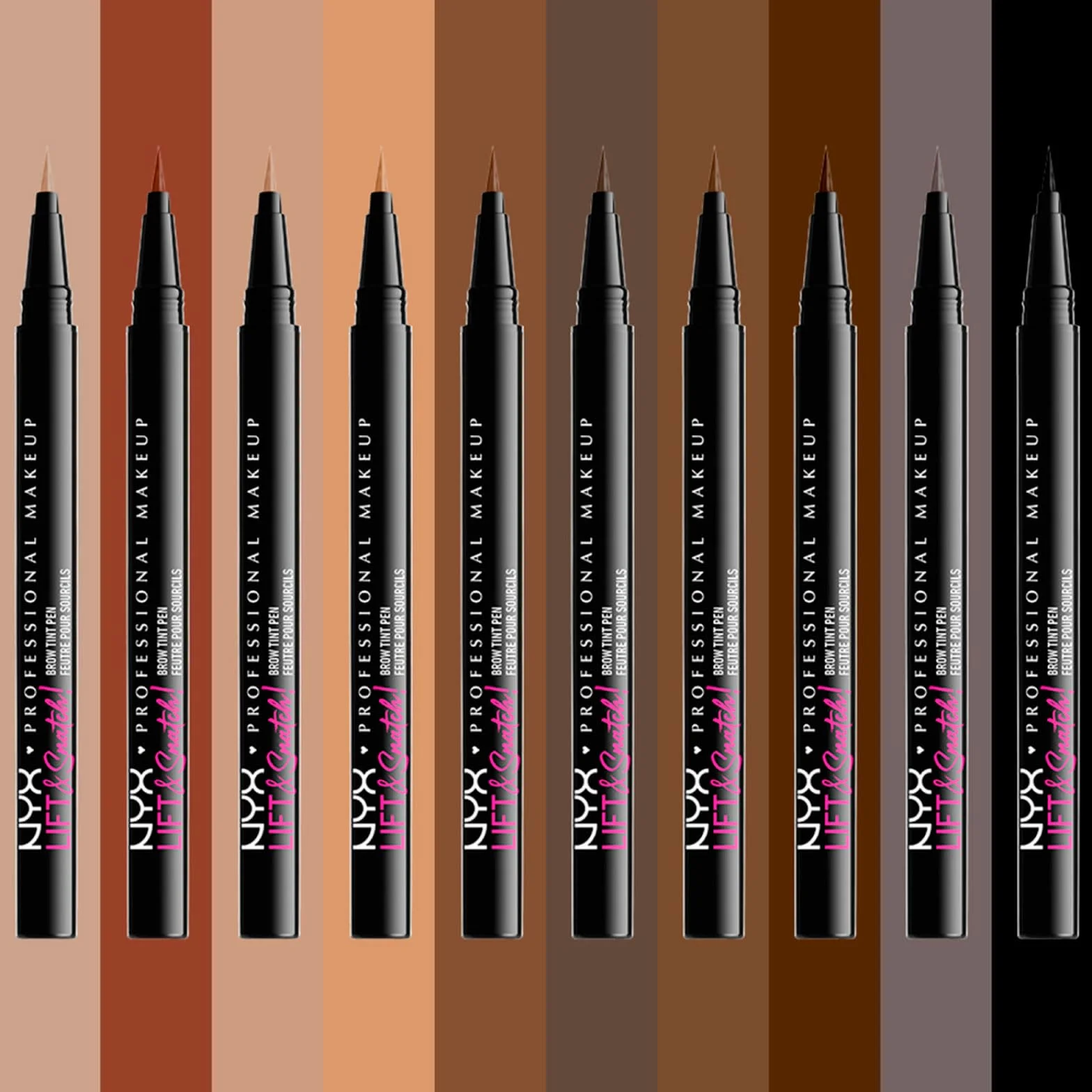 NYX Professional Makeup Lift and Snatch Penna Sopracciglia No-Transfer Lunga Tenuta 16h Effetto Laminazione Tonalità 08 Espresso - 2 Matite