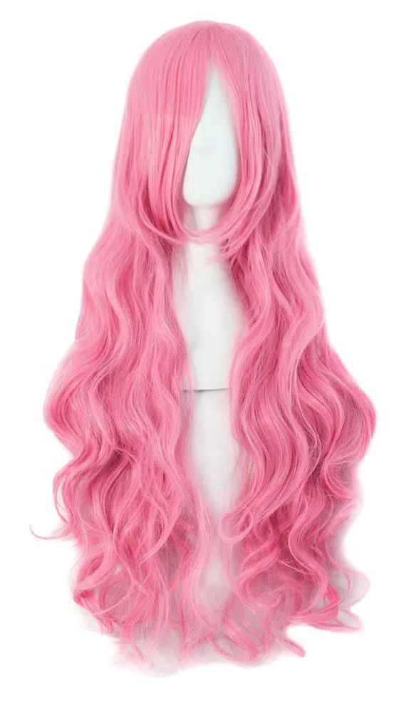 MapofBeauty 80cm/ 31 Pollice Lungo Ricci Donna Ricci Parrucche (Leggero Rosa)