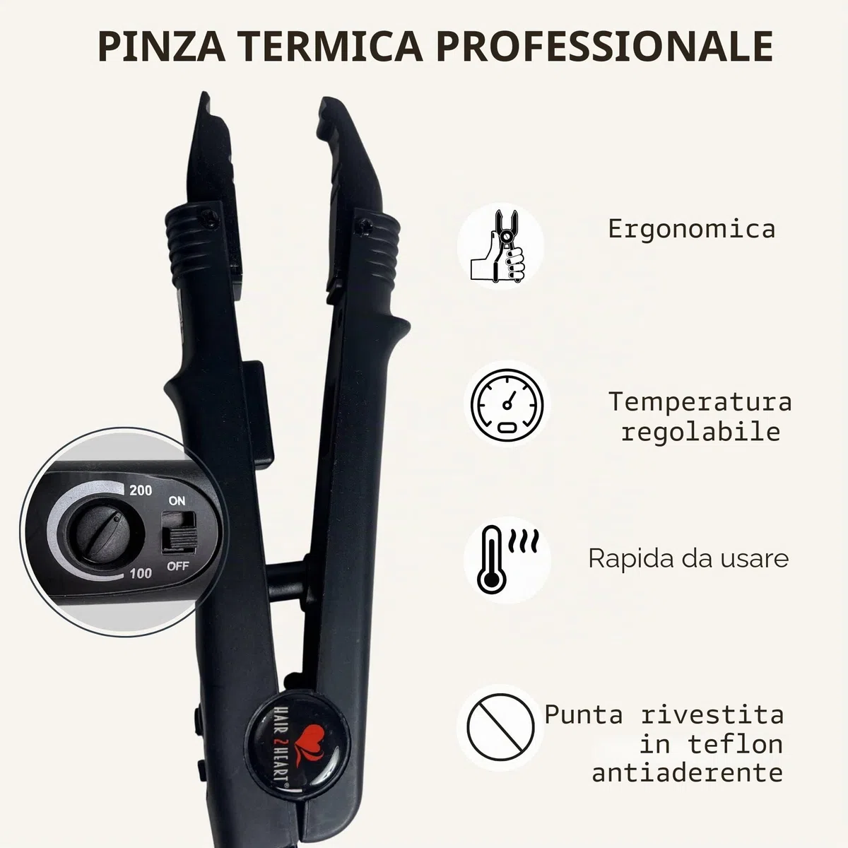 hair2heart Connettore termico per extension per capelli - Strumento di fusione professionale in ferro per la connessione in cheratina - Crea legami forti e duraturi per extension