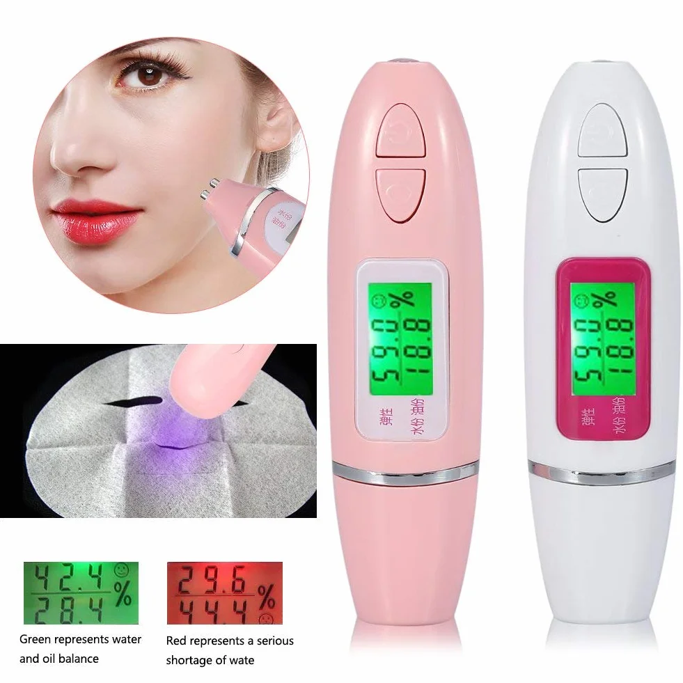 Analizzatore Della Pelle, Display LCD Digitale Portatile di Precisione di Umidità del Viso con Display Lcdper la Casa, Salone, Viaggio(Pink)
