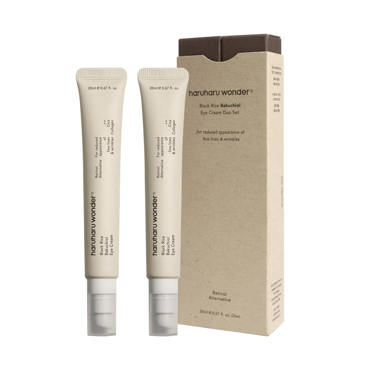 haruharu wonder Black Rice Bakuchiol Eye Cream, Leviga le linee sottili e le zampe di gallina, riduce gonfiore e occhiaie, trattamento leggero per il giorno e la notte, 20ml