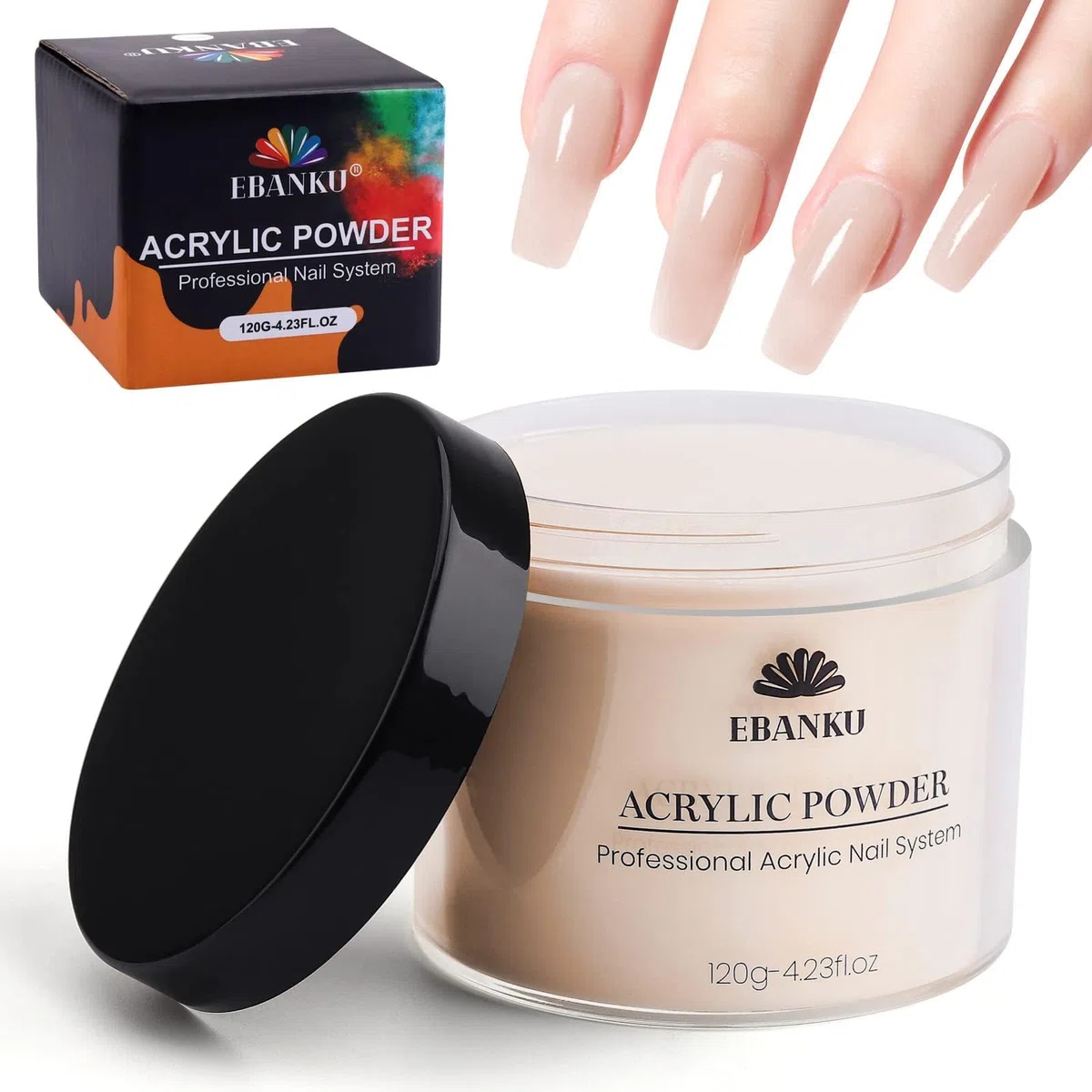 EBANKU - Polvere acrilica rosa 120 g/4,23 oz, polvere acrilica professionale di grande capacità per estensione e intaglio delle unghie in acrilico, lunga durata, nessuna lampada per unghia