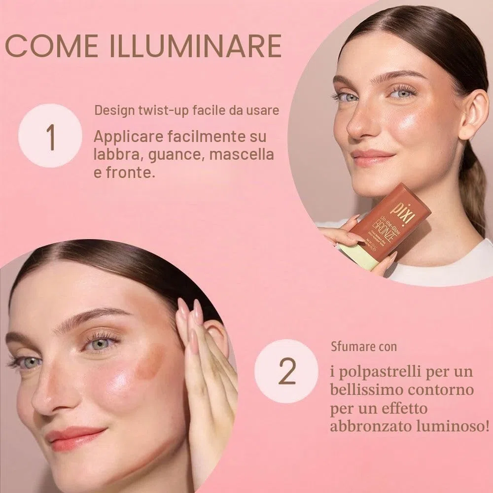 Pixi Beauty On-the-Glow Bronze | Colore: WarmGlow | Stick Abbronzante Idratante per Guance e Labbra | Con Ginseng, Aloe Vera e Estratti di Frutta | Senza Parabeni | 19 g / 0,6 oz