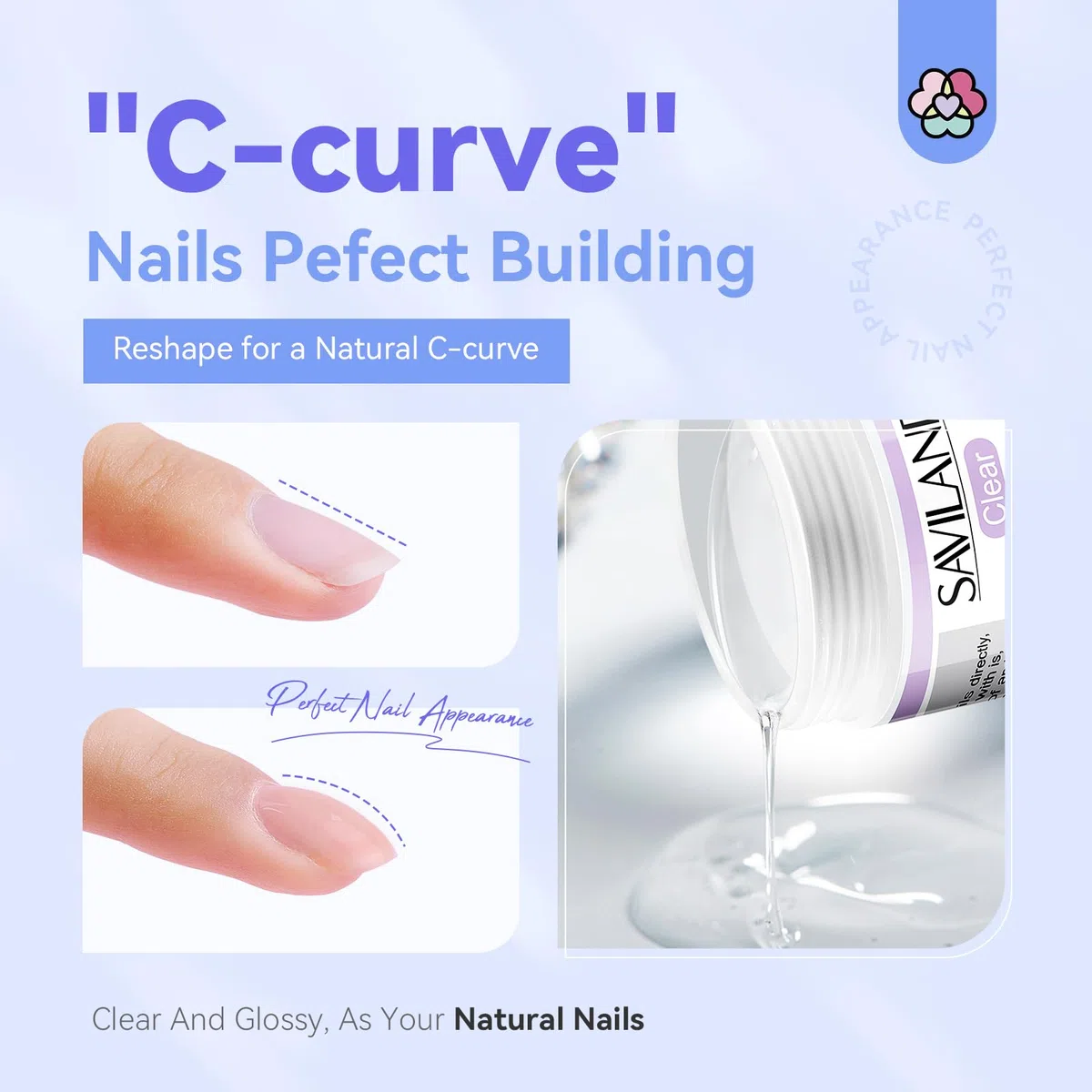 Saviland 60g Ricostruzione Unghie Gel, Builder Nail Gel per Extension, Restauro e Nail Art, Ricostruzione Unghie Kit con 100 Forme Unghie Finte e Pennello, Lunga Durata, Trasparente