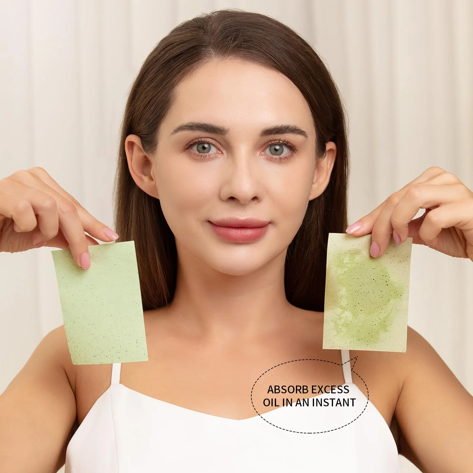 800 fogli di olio di tè verde naturale per la cura della pelle grassa, carta assorbente per rimuovere l'eccesso e la lucentezza