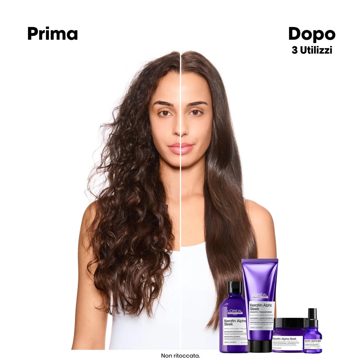 L'Oréal Professionnel, Trattamento Anticrespo e Disciplinante, Per Tutti i Tipi di Capelli, Capelli Più Morbidi e Luminosi, Keratin Alpha Sleek Smooth Transformer, Keratin Alpha Sleek, 200 ml