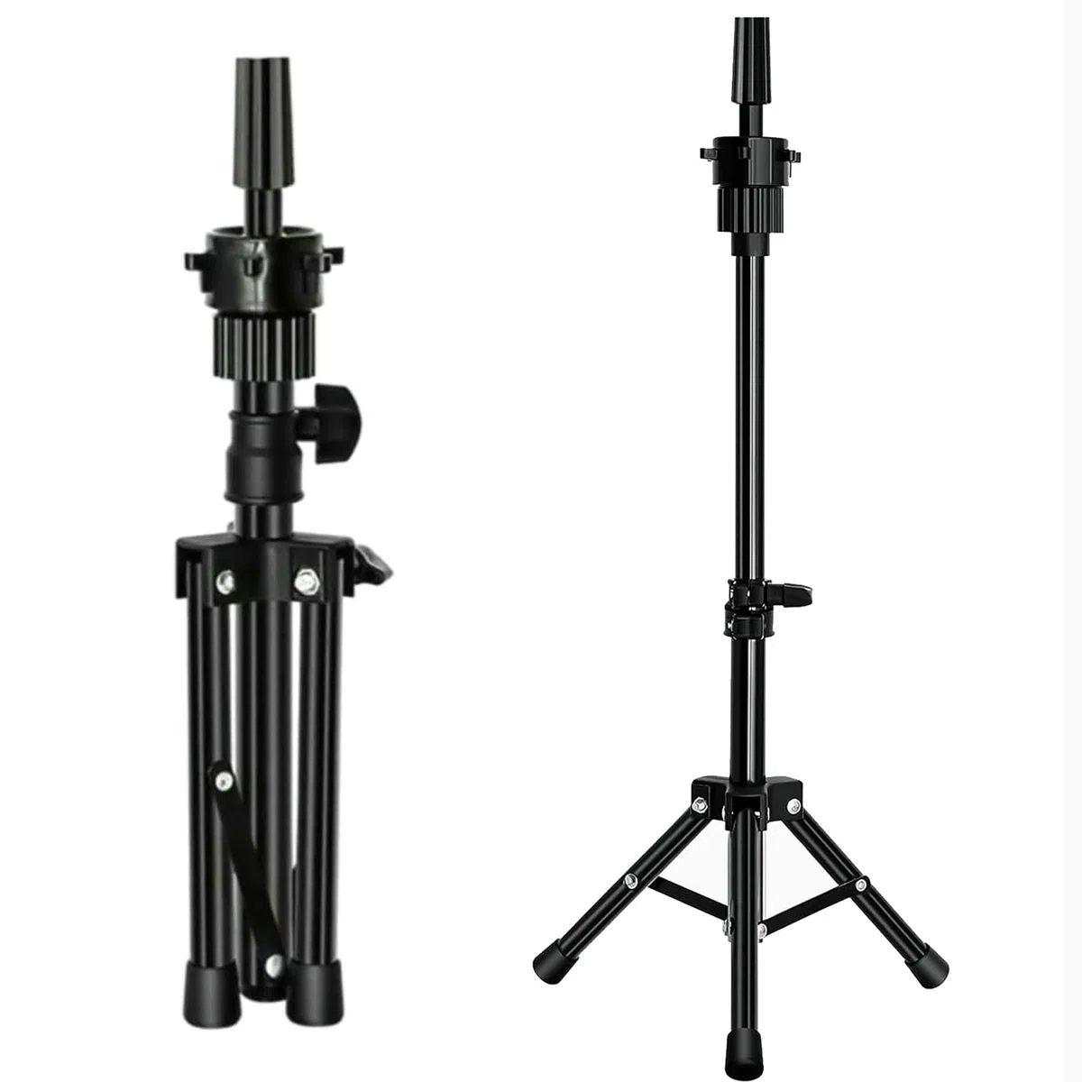 Supporto per parrucche, supporto per testa di allenamento, treppiede, in metallo robusto, per parrucchieri e bambole, testa di manichino in schiuma di tela per parrucche, allenamento e