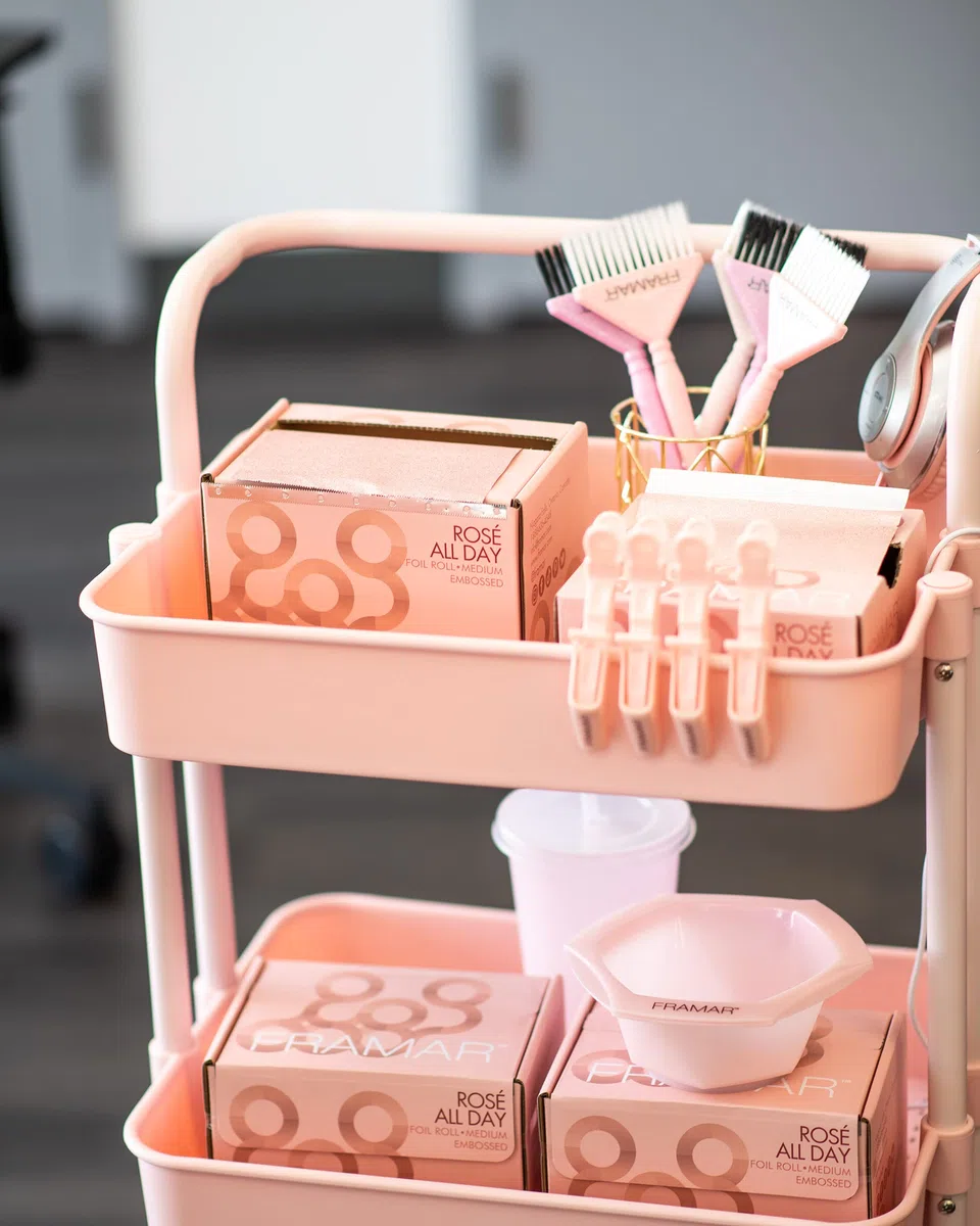 Lamina per capelli in rotolo Framar Rosé goffrata, lamina per mèches, lamina per mèches, lamina per parrucchieri per mèches, lamina per mèches, fogli di lamina Framar – 97,5 metri