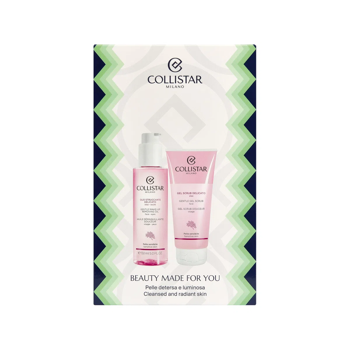 Collistar Cofanetto Regalo Detersione Delicata, Olio Struccante 150ml + Gel Scrub Viso 100ml, Rimuove Make-up Waterproof, Esfoliante Delicato, Pelle Sensibile, Made in Italy