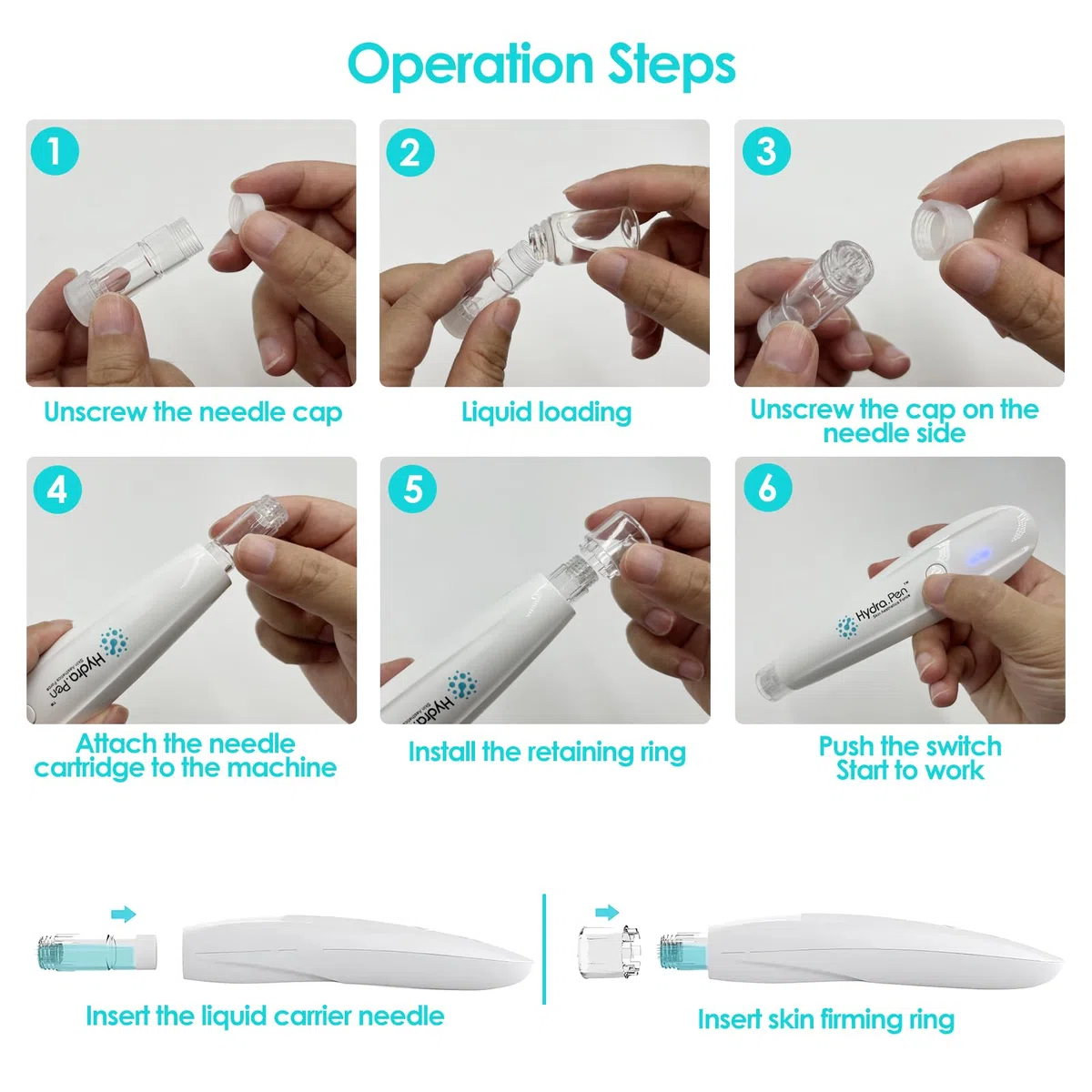 20 Cartucce di Ricambio a 12 Pin da 0,5 mm per Hydra Pen H2, Aghi di Ricambio Monouso Autentici Personalizzati per la Penna per Microneedling, Accessori Kit per la Cura della Pelle Micro Roller Pen