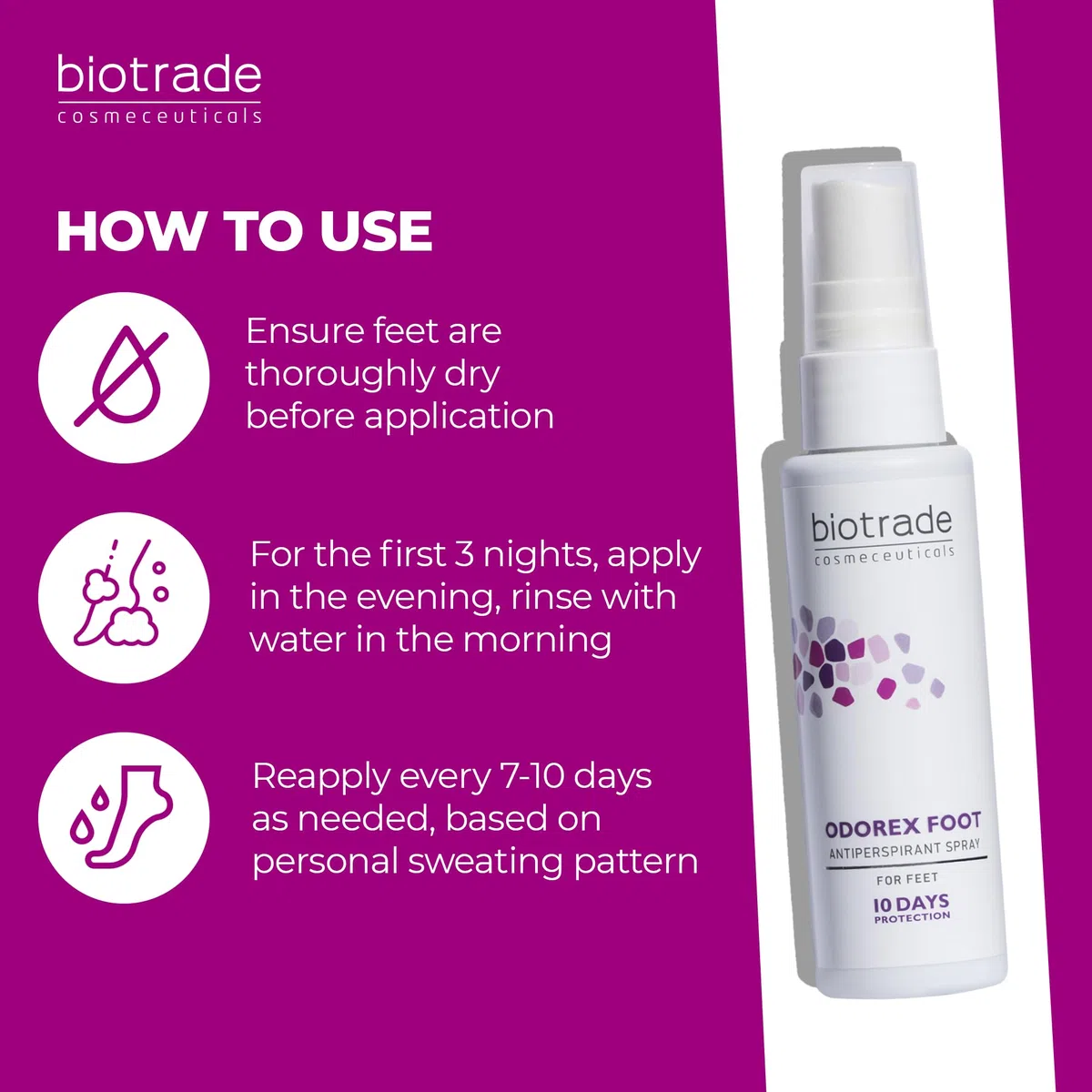 Odorex Foot. Antiperspirant Spray. One Aplication Stops the Sweating for 10 Days