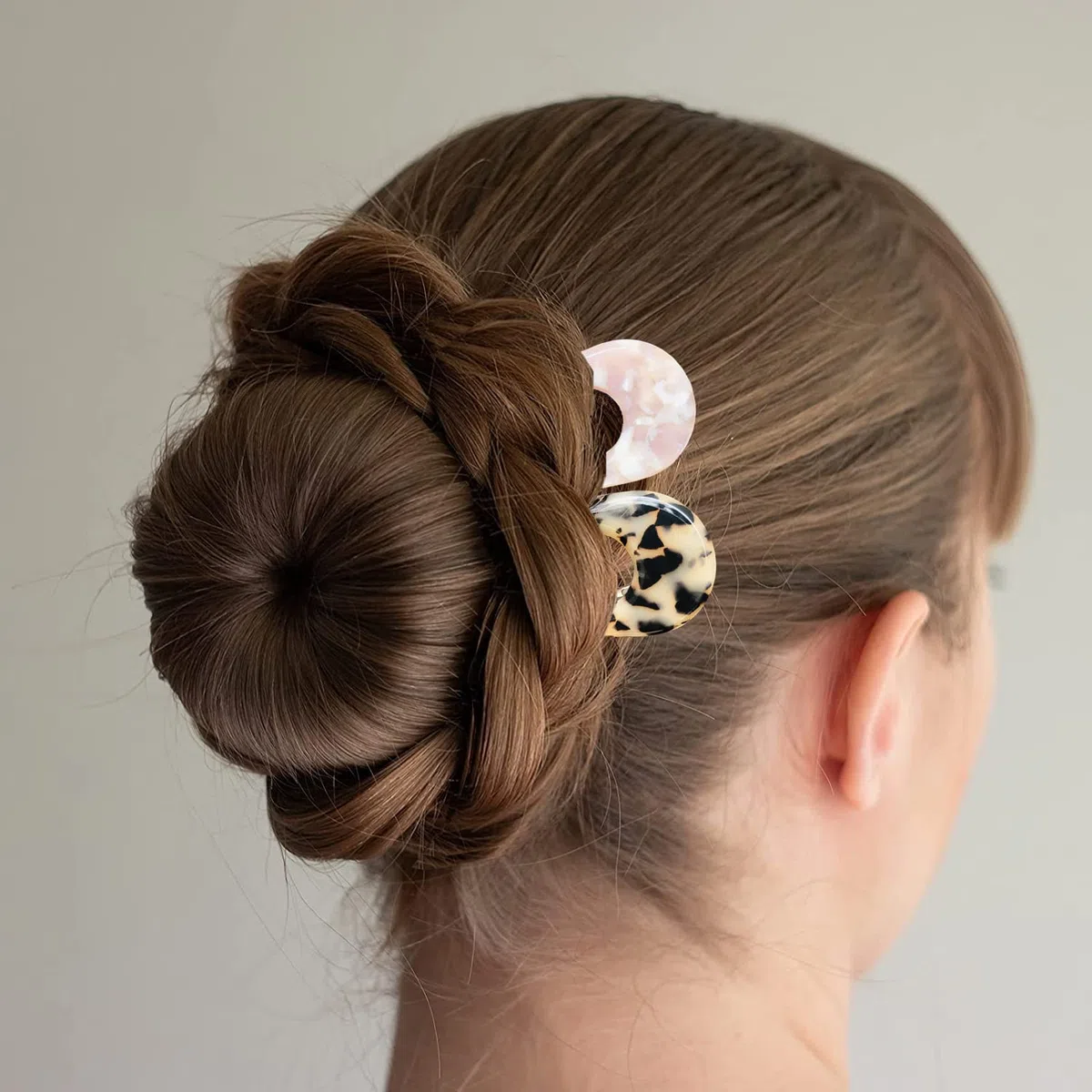 Forcine per capelli francesi a forma di U con guscio di tartaruga, 2 forcine per capelli in acetato, accessori per acconciature da donna, confezione da 2