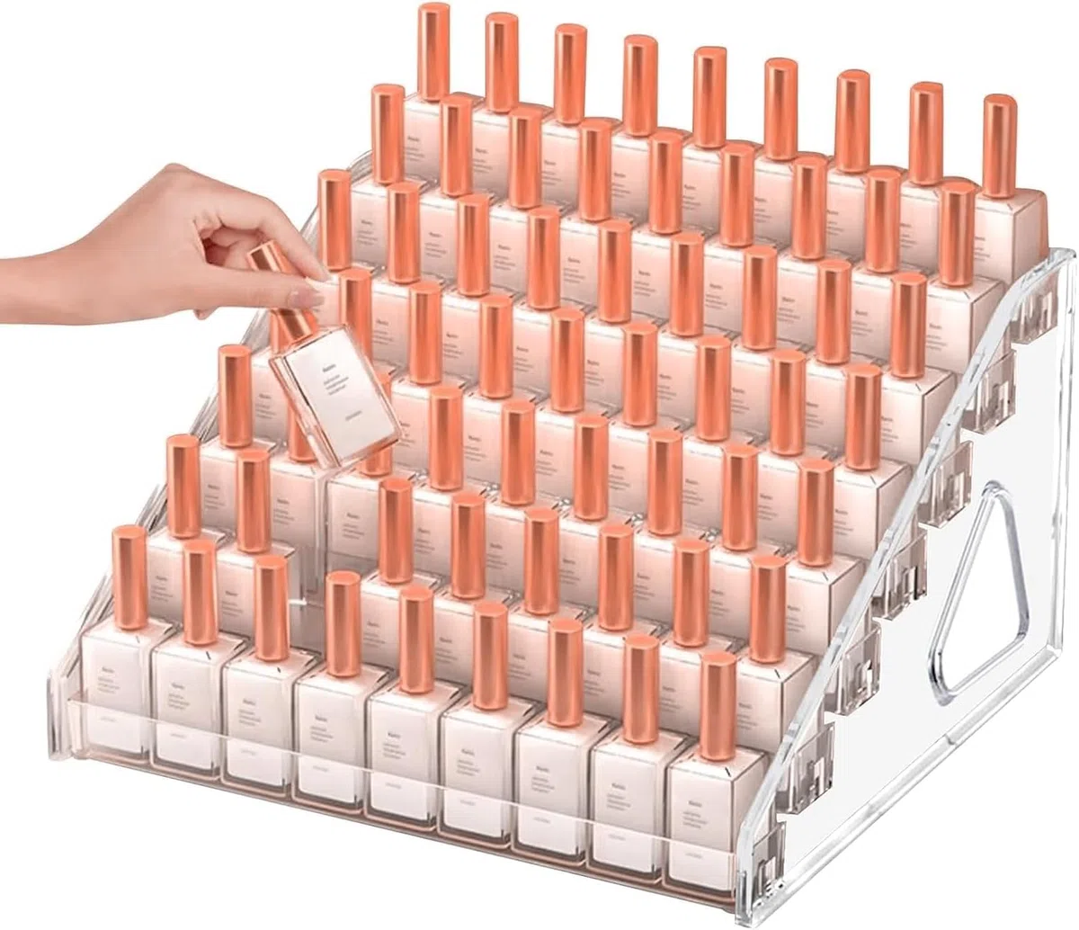 7 Livelli Porta Smalti Organizer Acrilico Porta Rossetti Organizer Trasparente Espositore Smalti Supporto per Smalto per Unghie Scaffale per Smalti Contiene Circa 70 Bottiglie per Rossetto