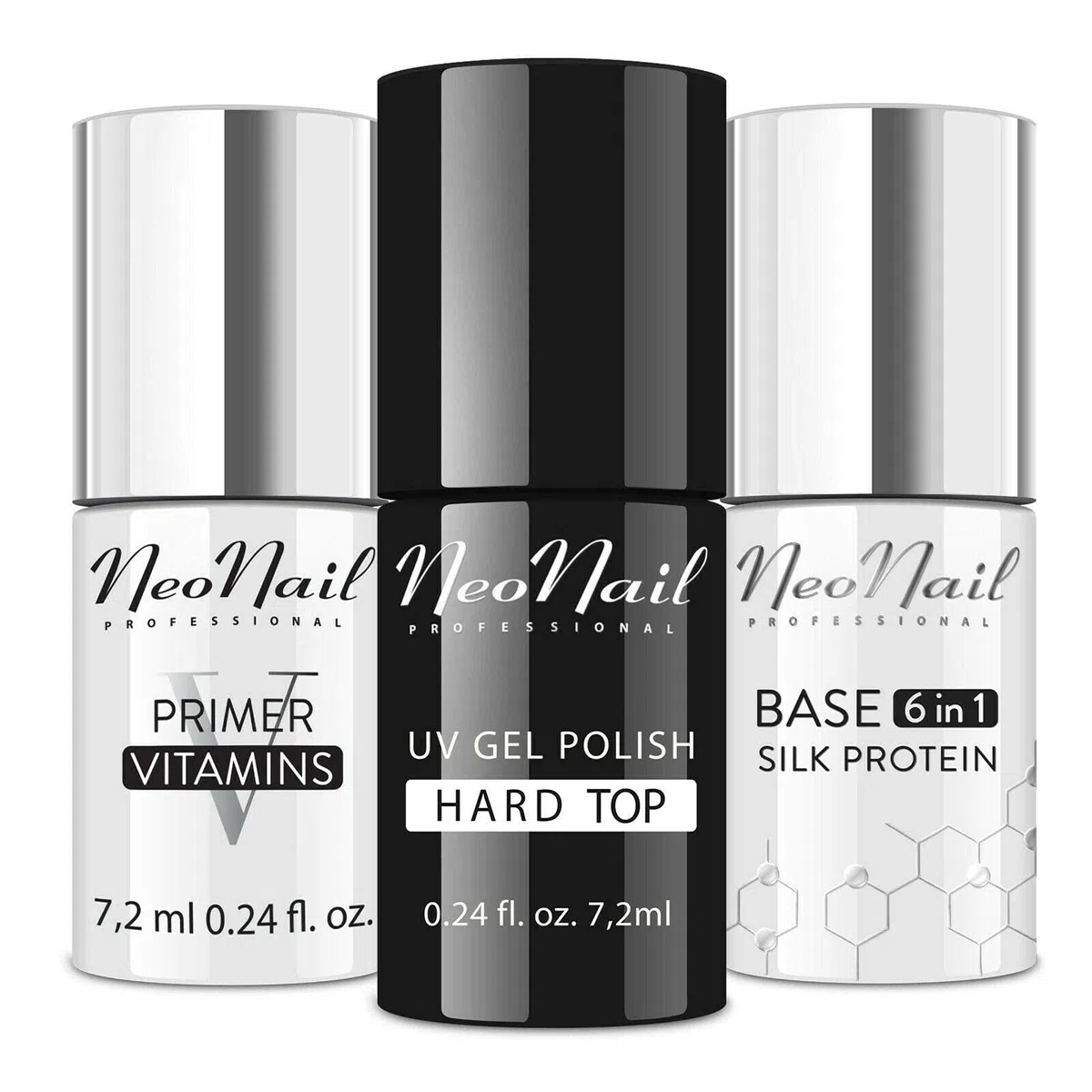 NEONAIL - Set con Hard Top 7,2 ml, base Silk Protein e Primer Vitamis