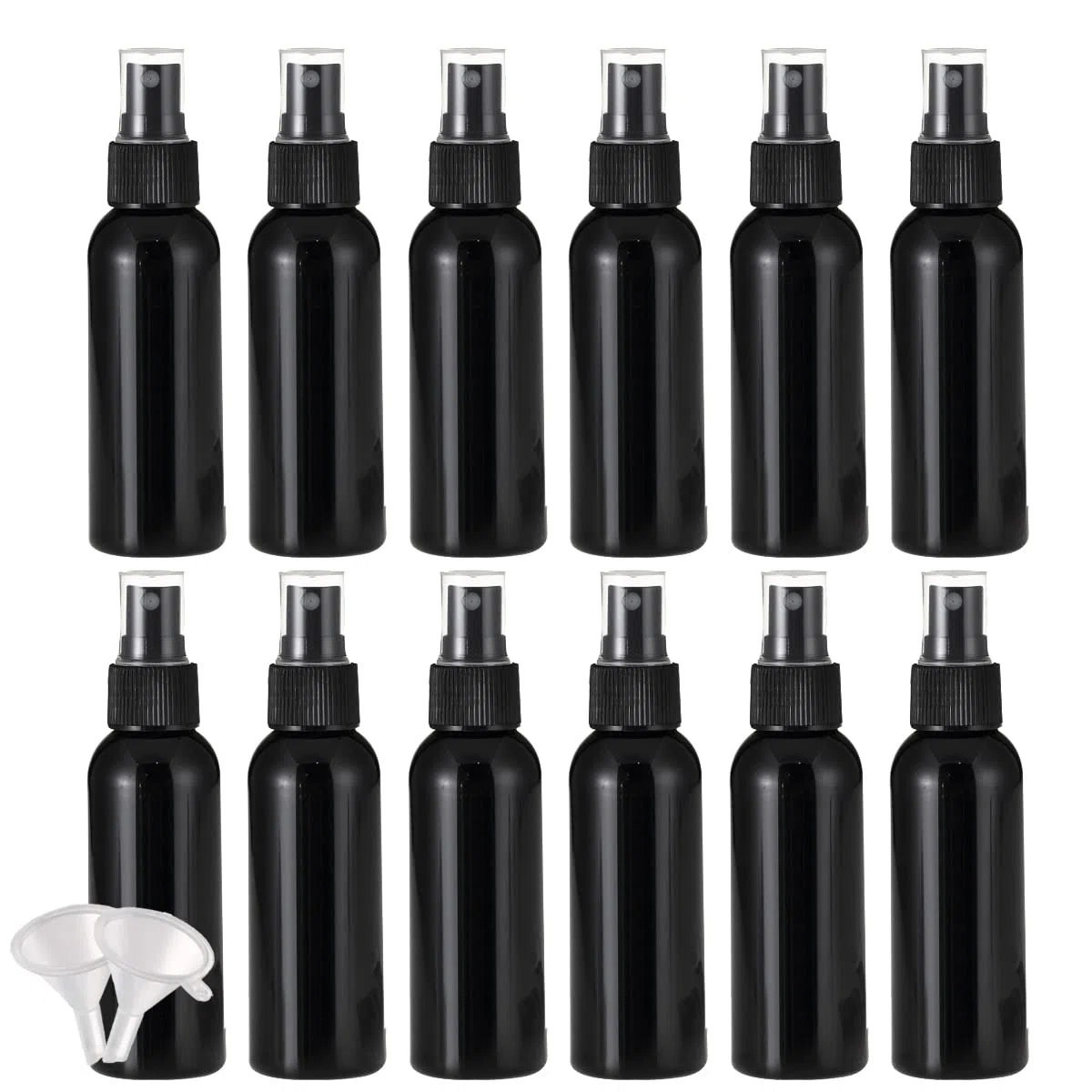 24 Pezzi Nero 100 ml Bottiglie Spray con Testa di Spruzzo Nera,Bottigliette Spray Vuote Set in Plastica, Flaconi Spray da Viaggio, Aereo Contenitori da Viaggio per Cosmetici