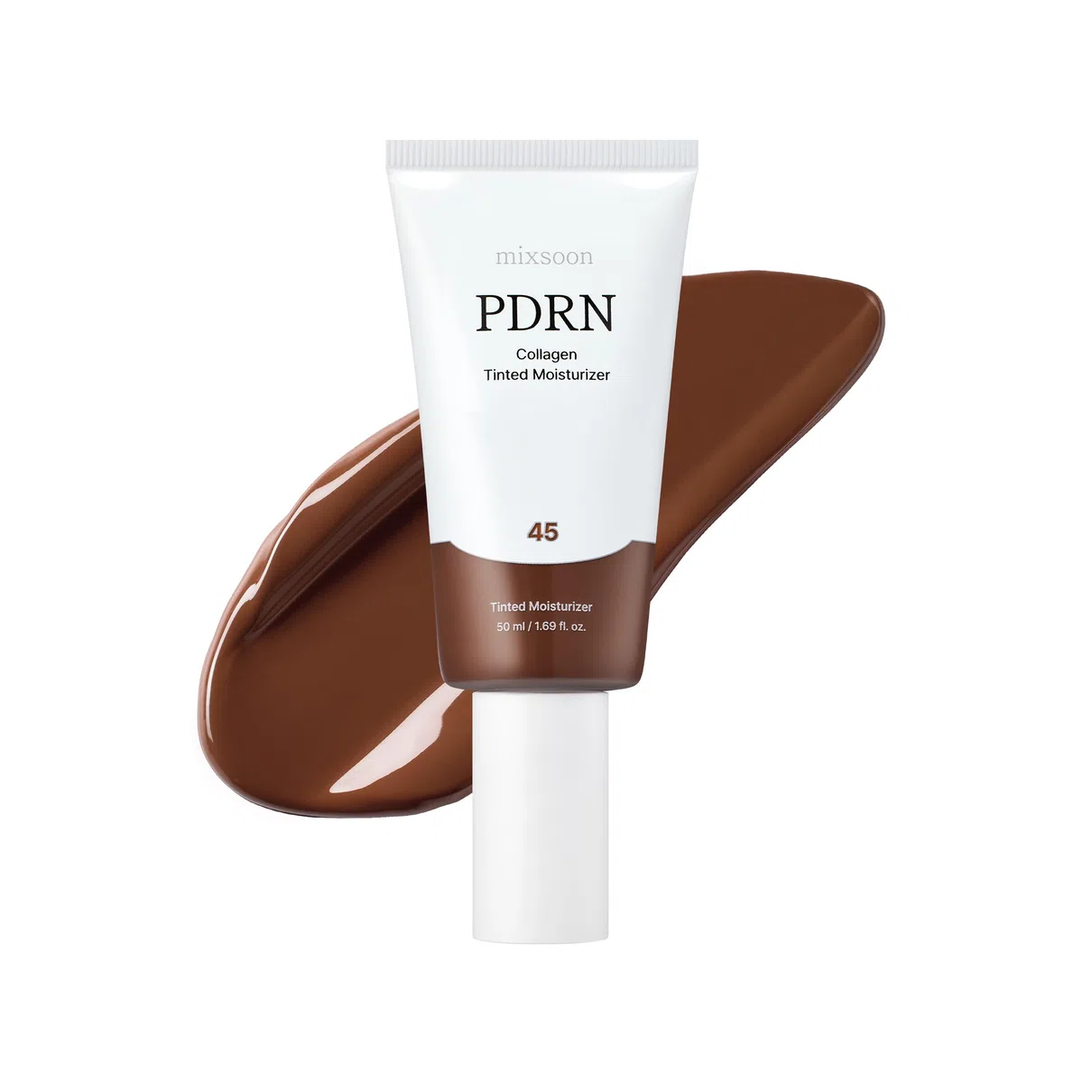 mixsoon PDRN Collagen Tinted Moisturizer No. 45 Calm - Skincare-Infused Base with Rice PDRN & Peptides, 24H Vibrant Glow & Luminous Hydration, 10 Shades, Korean Glass Skin, 50ml