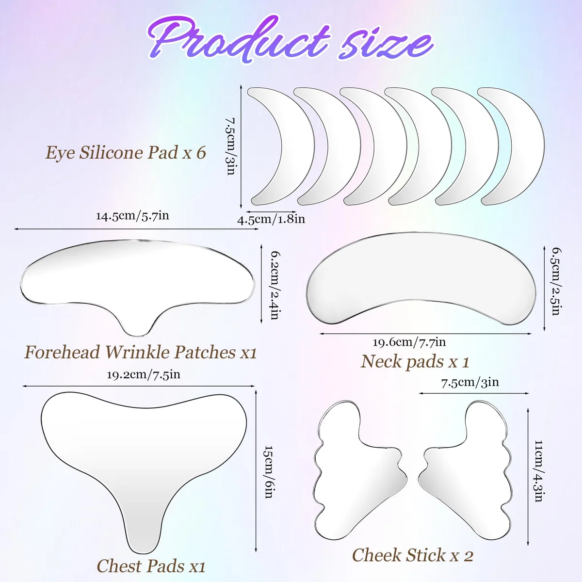 Dimeho 11 toppe antirughe per collo, riutilizzabili, in silicone, maschera antirughe sulla fronte, senza adesivo, per rughe e linee della pelle durante la notte, applicatore crema per occhi durante il