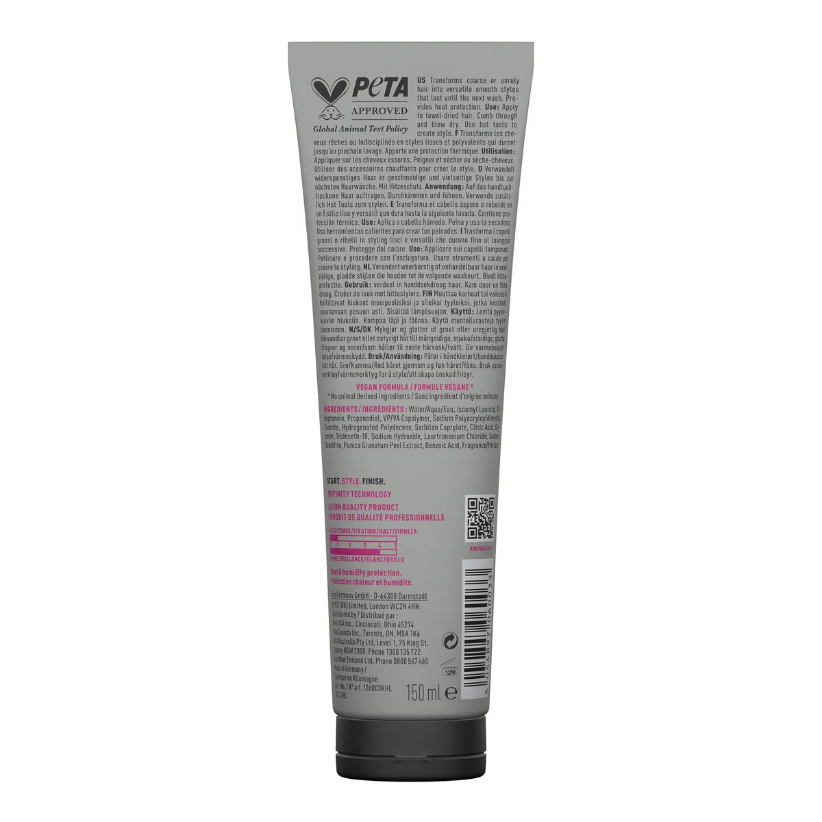 KMS ThermaShape - Crema lisciante per capelli lisci, controllo crespo e protezione dal calore, 150 ml