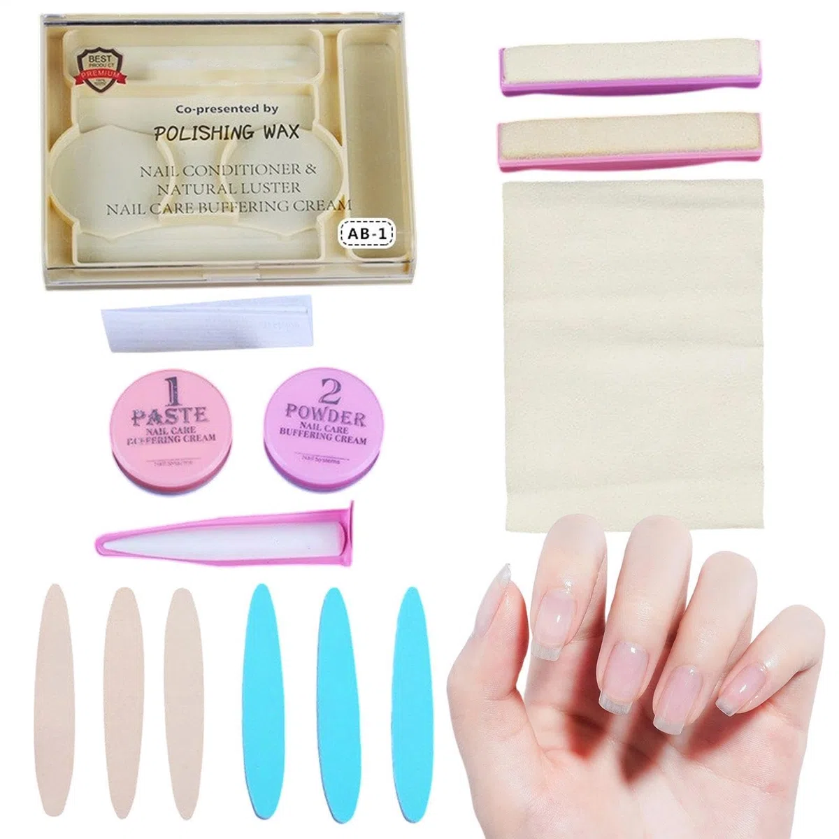 Kit Per Manicure Giapponese, Rinforzante Unghie Crescita Kit, Set Manicure Giapponese Con Buffer E Lime Unghie, Naturale Nutriente Lucidazione Unghies Strumento Riparatore Kits La Cura Delle Unghies