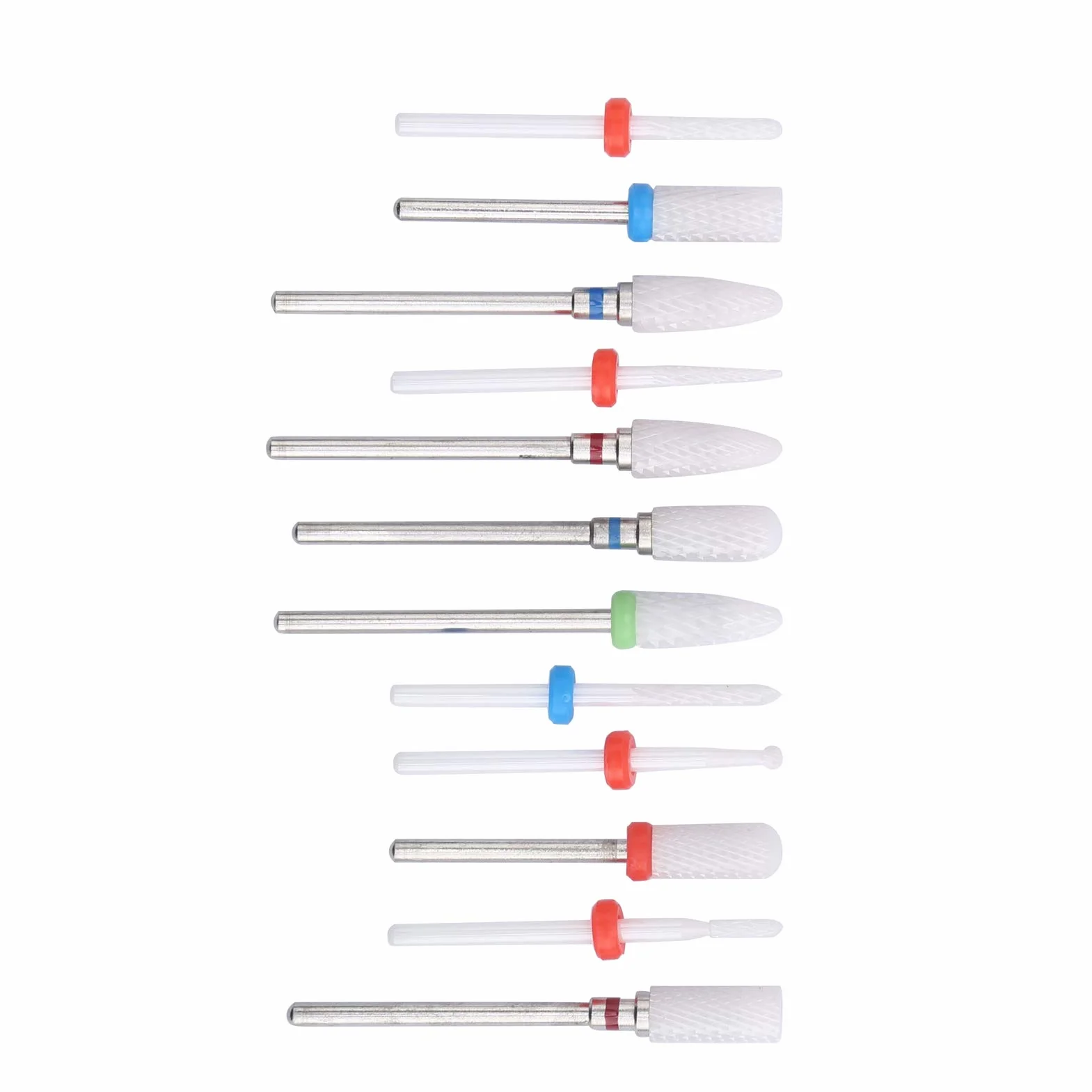 Fafeicy Set di Punte per Trapano per Unghie in Ceramica, 12 Pezzi per Fresa per Fresa in Ceramica per Trapano Elettrico per Rimuovere le Unghie in Gel Acrilico per Cuticole Manicure Pedicure, Testa