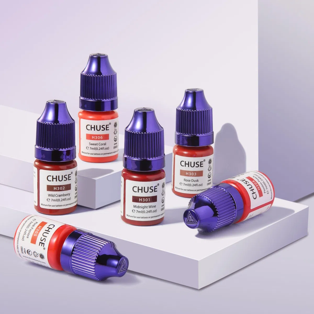 CHUSE PMU H303 - Pigmenti liquidi ibridi per labbra, 7 ml/0,23 once (H303 Rosa Crepuscolo)