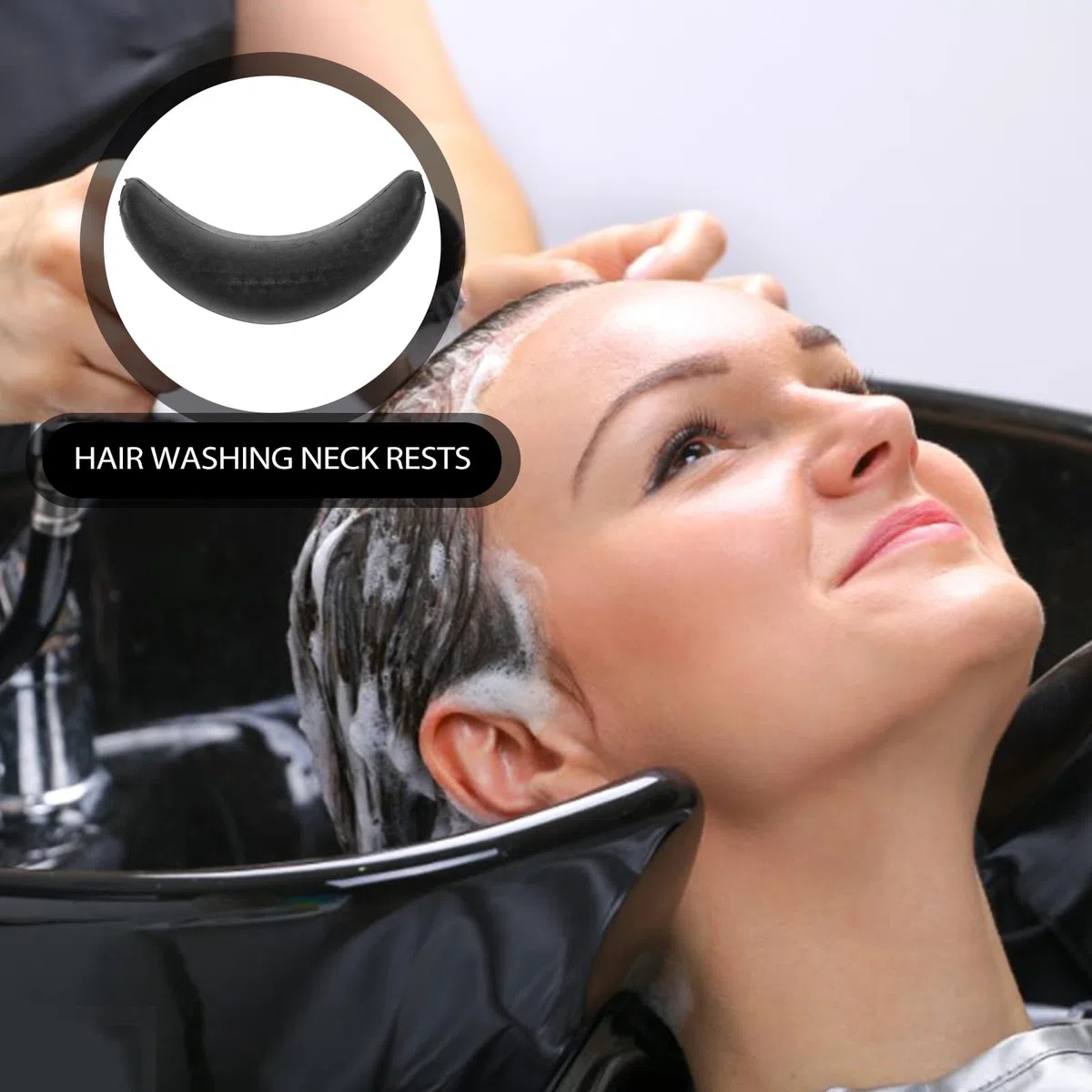 Healifty Shampoo Bowl Cuscino cervicale in Gomma per capelli e cervicale, per parrucchieri, lavabo, vasca da bagno, strumento (nero)