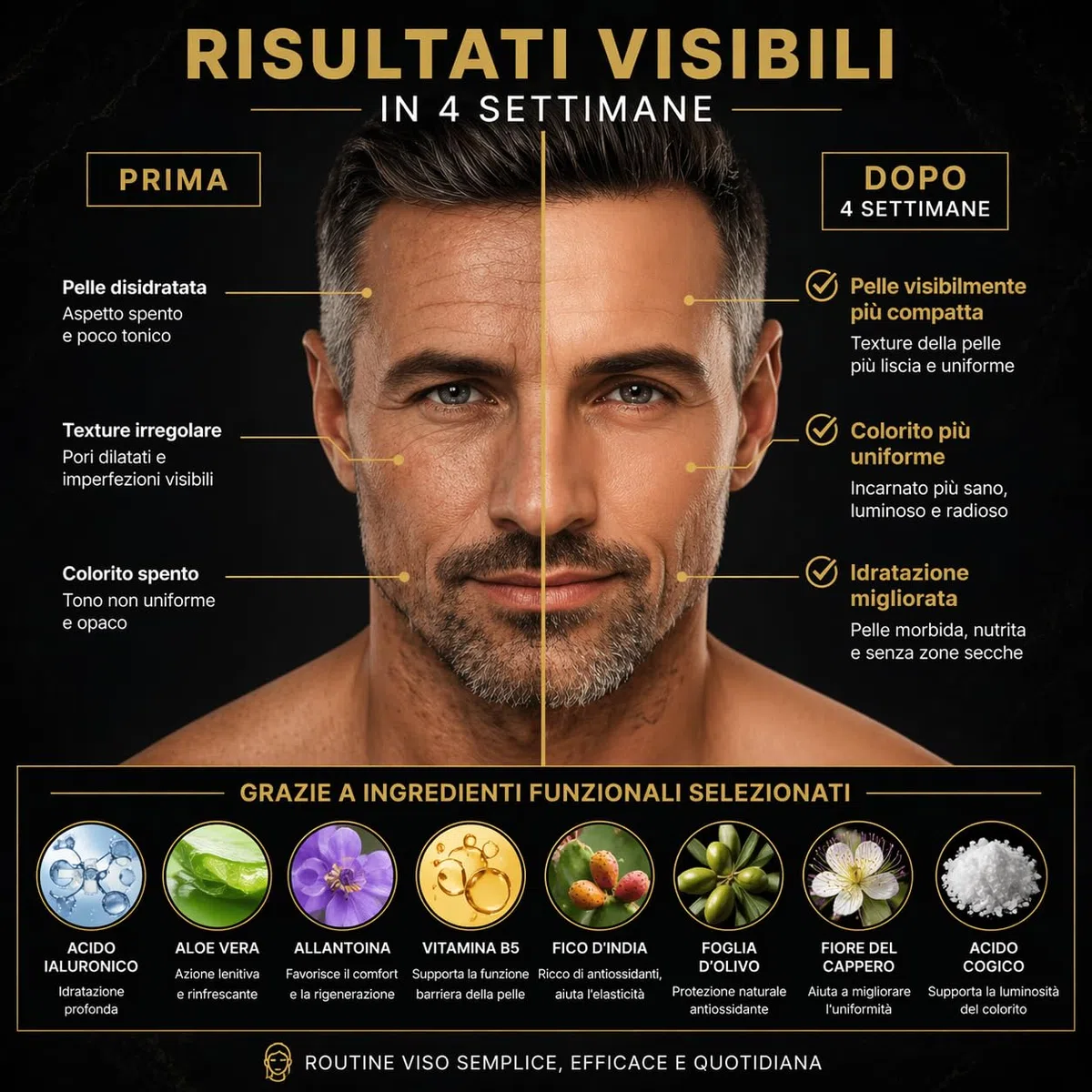 Alfarium Kit Skincare Uomo | Detergente Viso + Crema Idratante Uomo per Pelle Grassa e Mista | Con Acido Ialuronico e Vitamine A B5 C E | Routine Completa Made in Italy