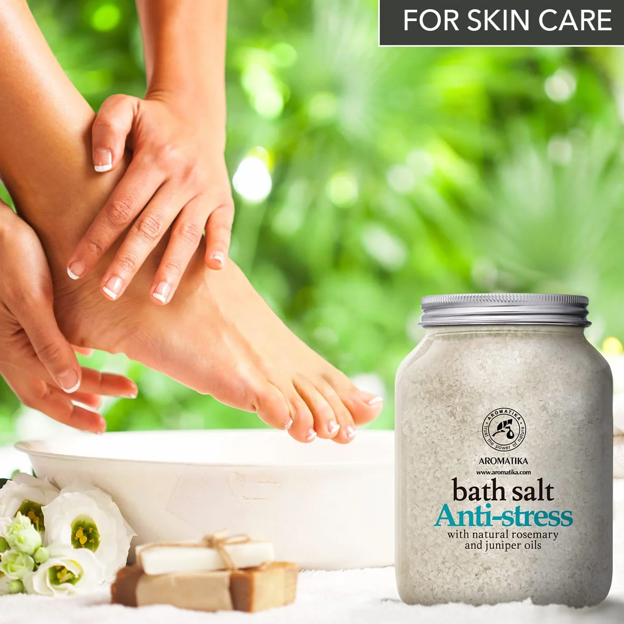 Sali da Bagno Antistress 1300g - Sale Marino con Olio Essenziale di Rosmarino e Ginepro - per un Buon Sonno - Riduzione dello Stress - Cura del Corpo - Relax - Aromaterapia