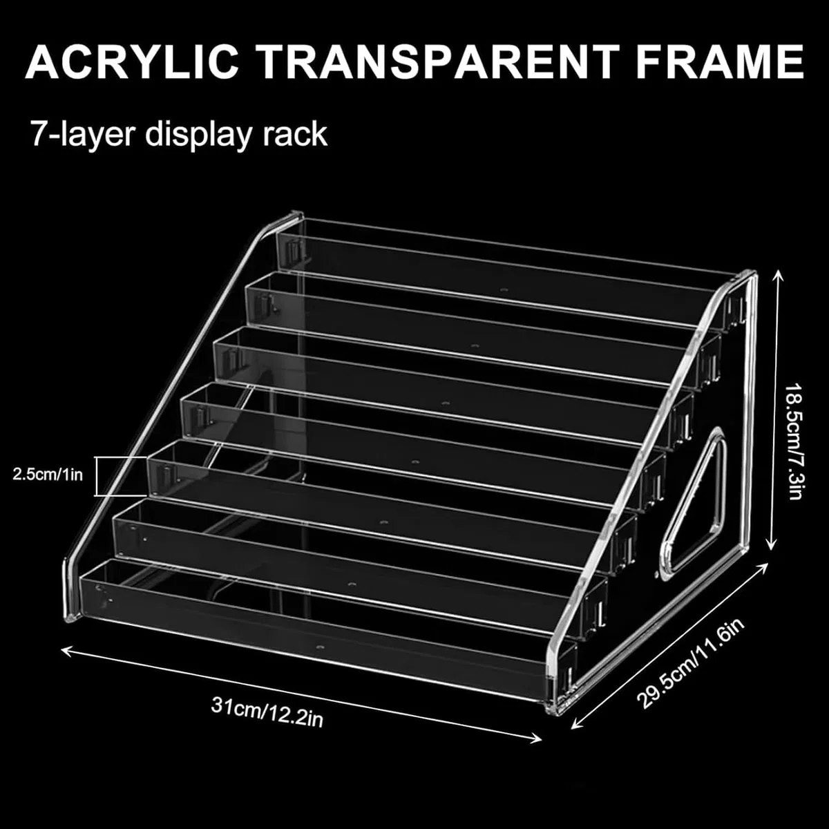 7 Livelli Porta Smalti Organizer Acrilico Porta Rossetti Organizer Trasparente Espositore Smalti Supporto per Smalto per Unghie Scaffale per Smalti Contiene Circa 70 Bottiglie per Rossetto