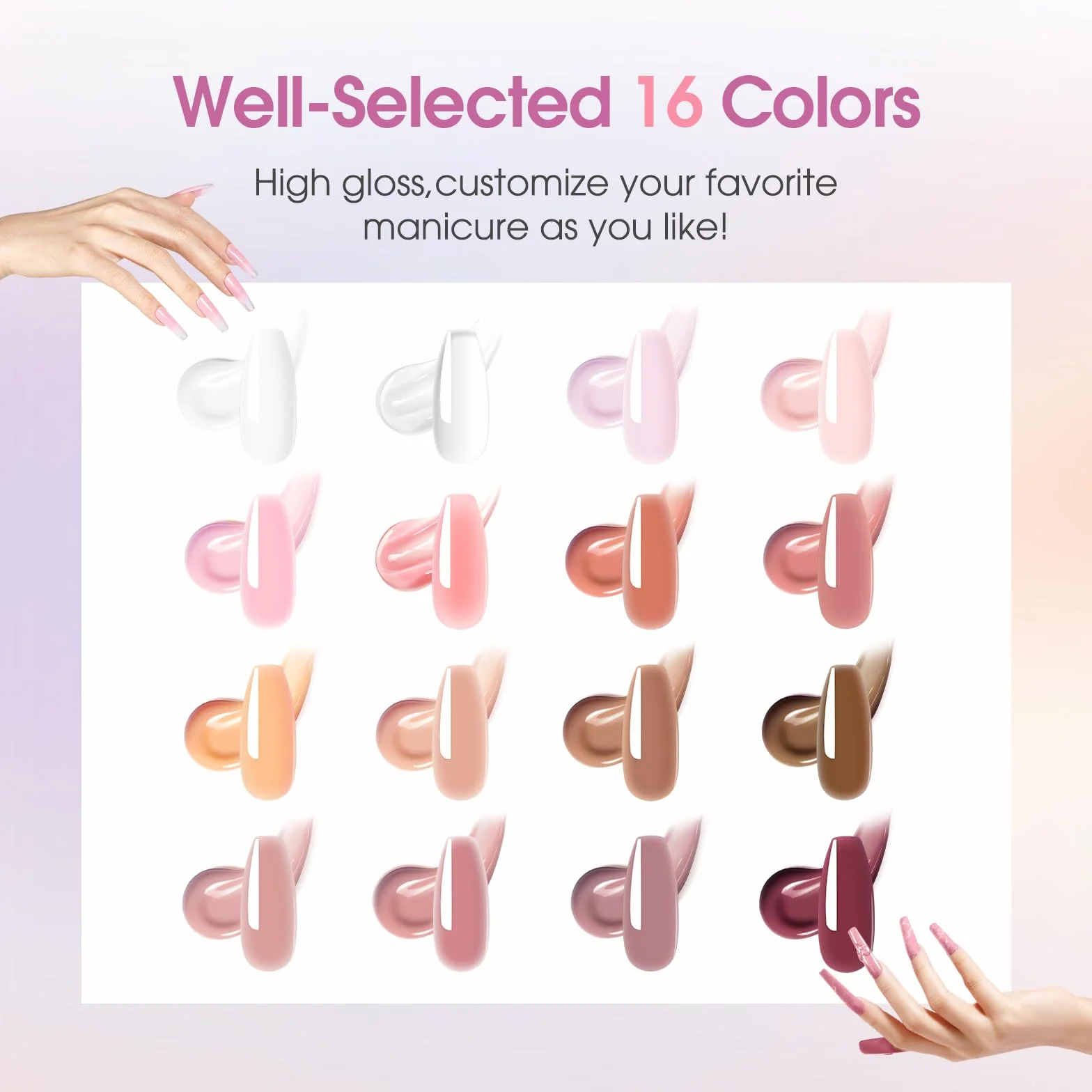 ROSALIND Kit Completo Arcygel, 16 Colori 10ml Estensioni Gel per Unghie con Lampada UV, Base e Top Coat, Strumenti Manicure, Kit Completo Poly Unghie gel Nail Art per Principianti e Professionisti