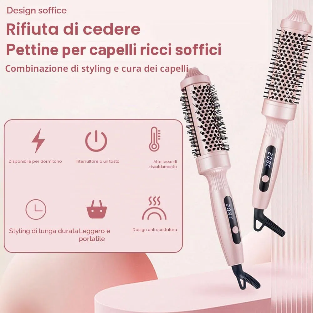 Spazzola Termica per Capelli, Thermal Brush 38 mm, Spazzola Lisciante Arricciacapelli, Spazzola Rotonda Riscaldata di Temperature Regolabile con Cavo 2 m per Capelli Lisci, Ricci, Dual Voltage