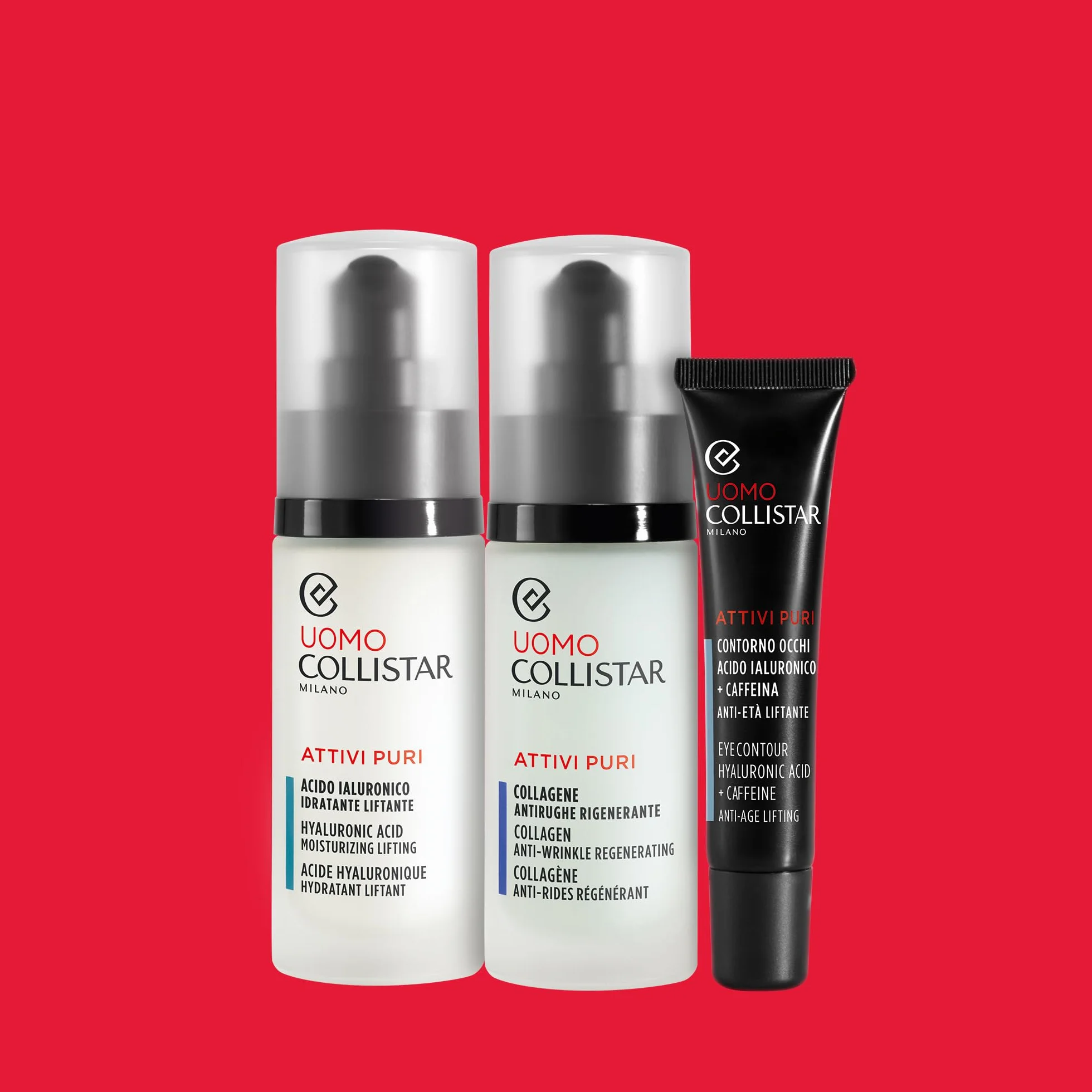 Collistar Attivi Puri Uomo Collagene Anti- rughe Rigenerante, Siero ricompattante idratante elasticizzante, Uso quotidiano, Anche dopo la rasatura, Ideale anche per pelli sensibili, 30 ml