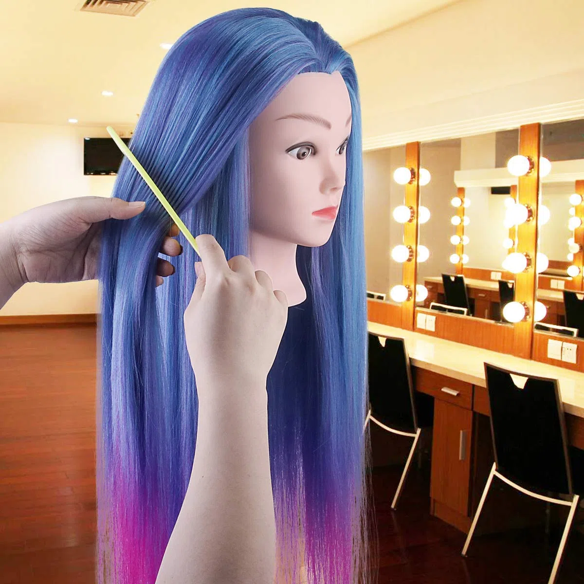 Testa Studio Manichini, TopDirect 26" Capelli Colorati Parrucchiere Cosmetologia Formazione Manichino Pratica Modello con Morsetto & DIY Accessori per Capelli