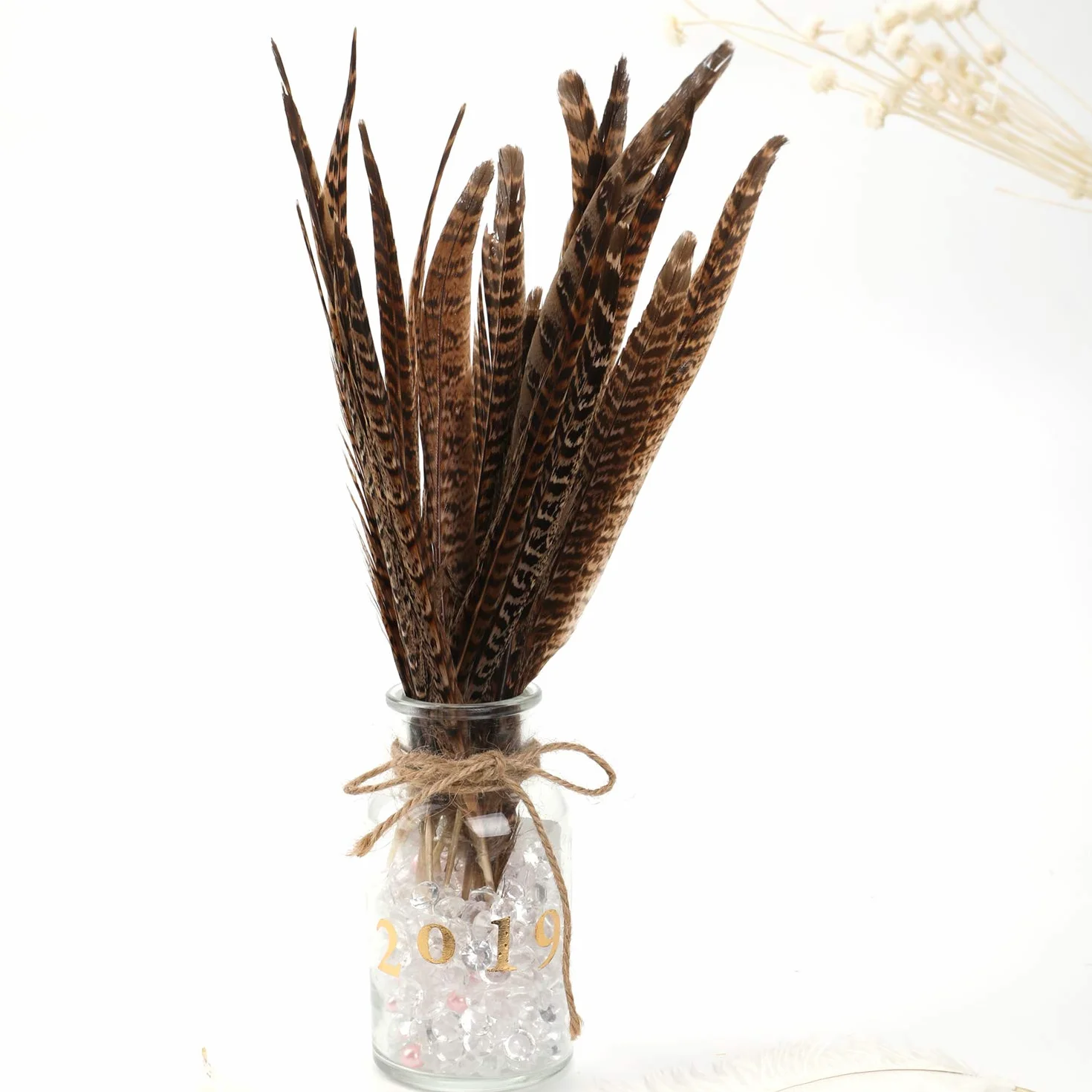 MWOOT 20pcs Piume di Fagiano, Fagiano Piume per Capelli Cappelli Crafts Home Wedding Party 25-30cm Naturale