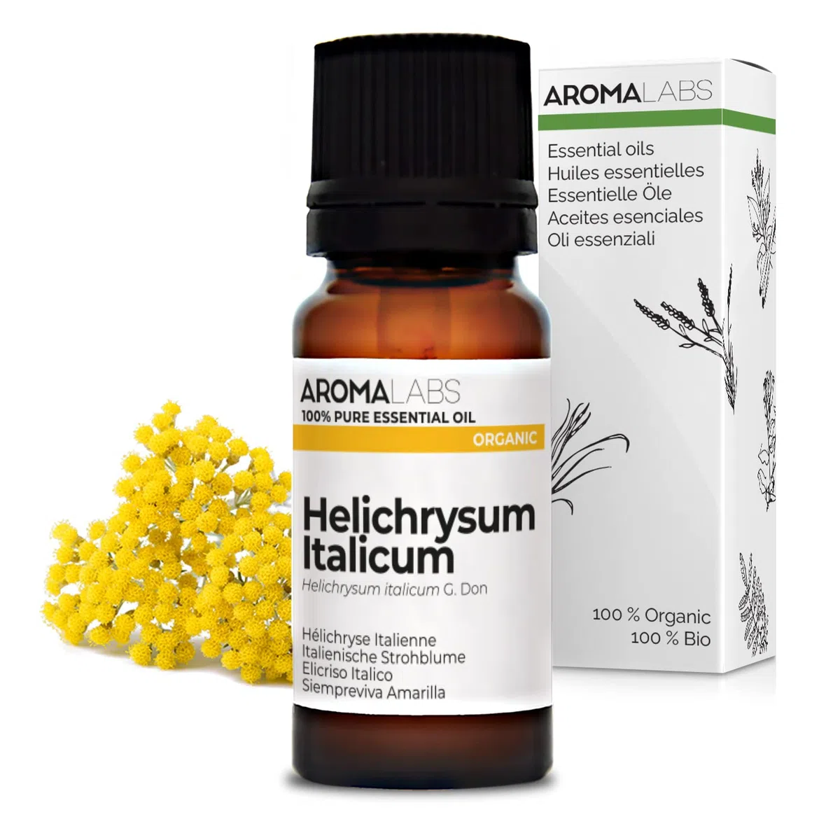 Elicriso Italiano BIO (Helichrysum italicum - subsp. italicum) - 10 mL - Olio Essenziale Chemiotipizzato e Certificato AB - Aroma Labs - Made in France