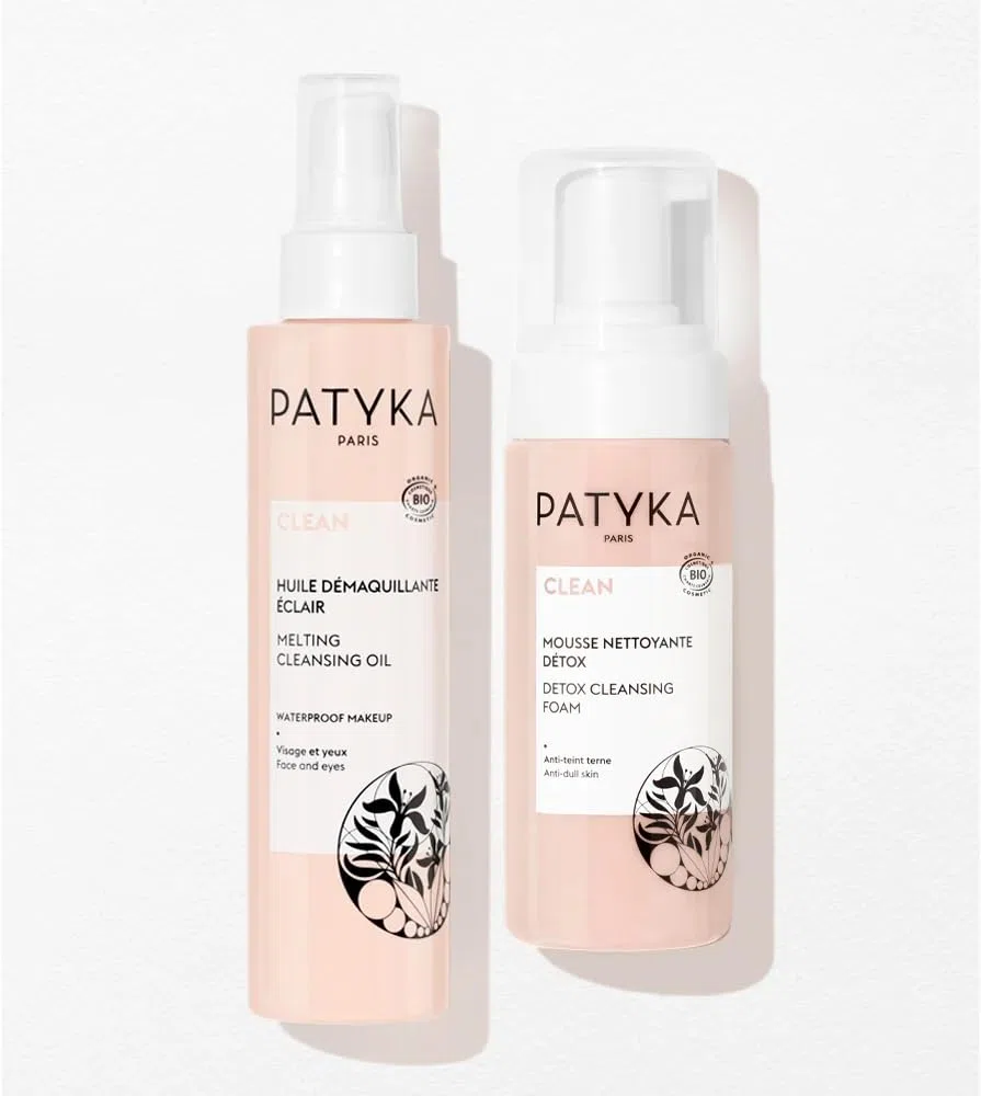 PATYKA - Schiuma detergente disintossicante e olio detergente sciolto (confezione da 2) - Per tutti i tipi di pelle - Doppia pulizia - Deterge, disintossica e rimuove il trucco - Ingredienti biologici
