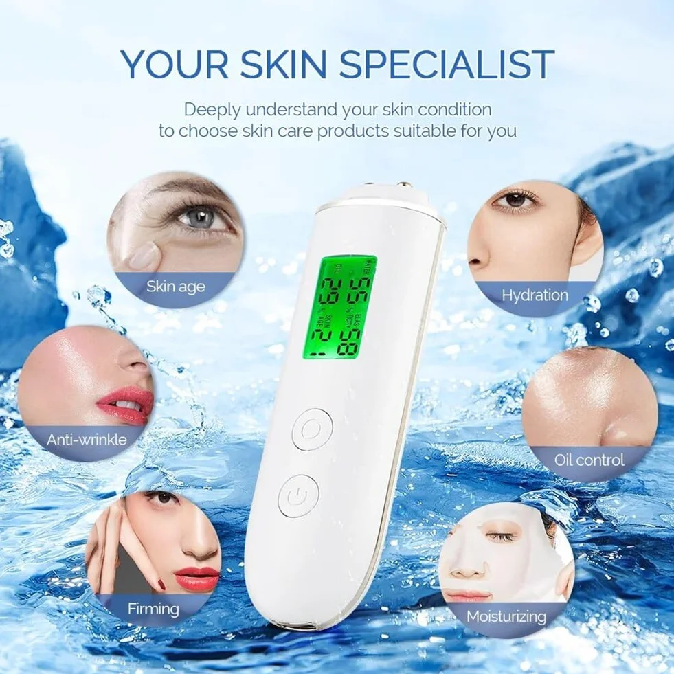 Fivetwofive Tester Della Pelle Viso, Umidità Della Pelle e Contenuto di Olio Analizzatore Della Pelle Acqua Della Pelle, Guancia, Misuratore di Età Della Pelle, Rilevatore di Agenti