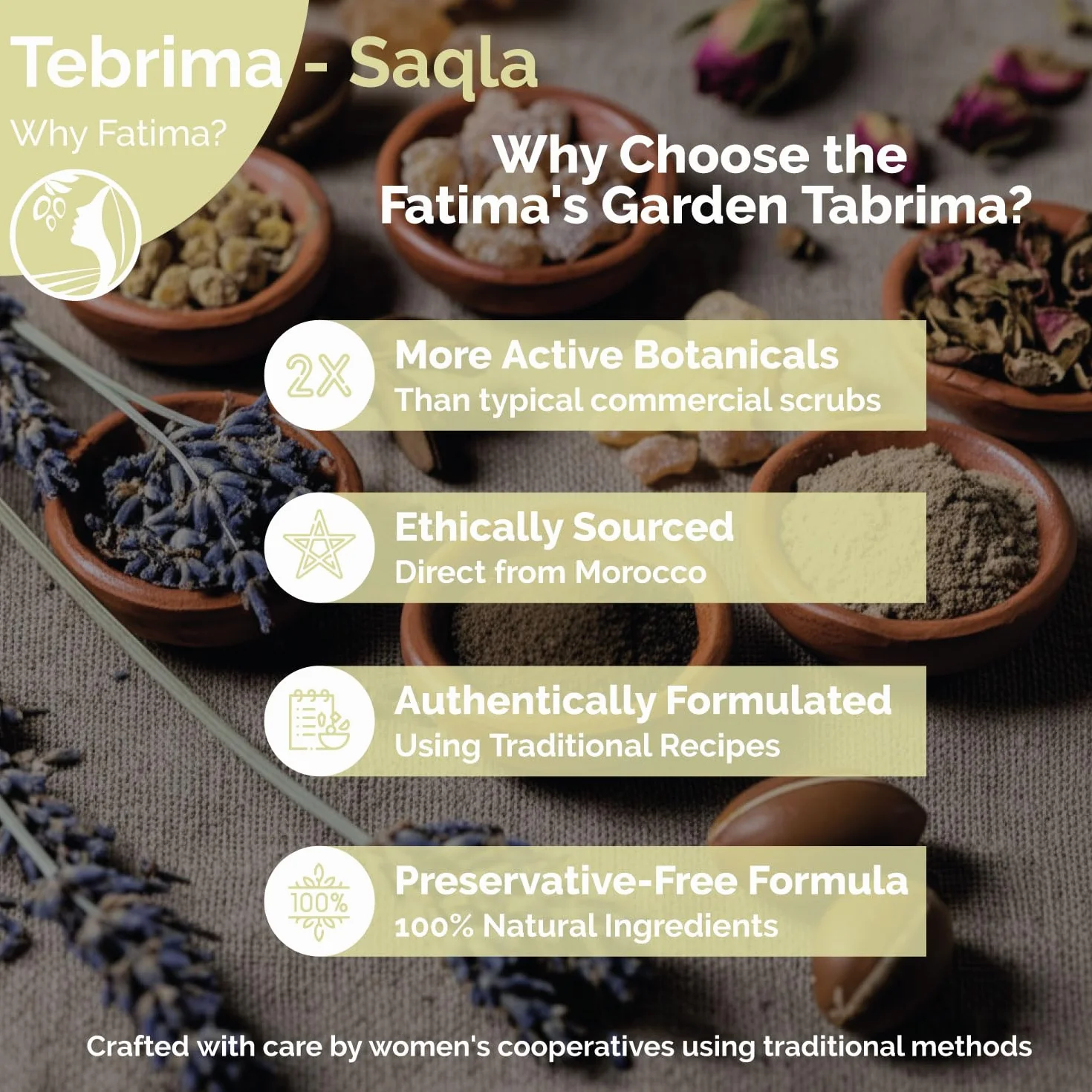 Fatima's Garden Tabrima/Seqla Esfoliante Hammam Marocchino Naturale Rituale Ancestrale 150g