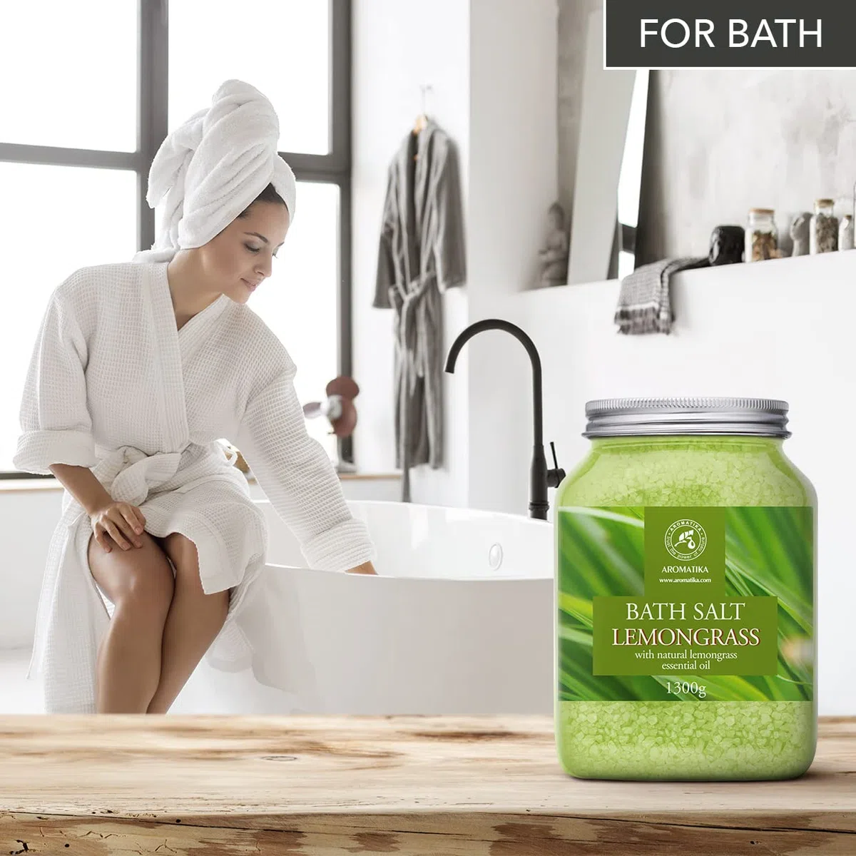 Sale Marino con Olio Essenziale di Citronella 1300g - Sali da Bagno Naturali per un Buon Sonno - Riduzione dello Stress - Cura del Corpo - Rilassamento - Bellezza - Aromaterapia