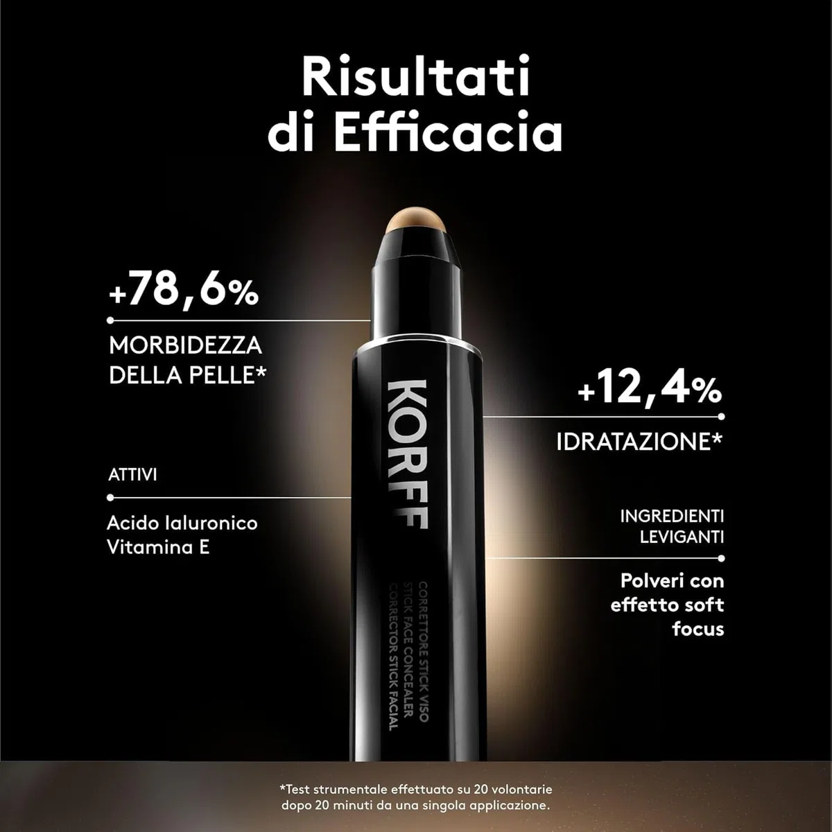 Korff Correttore Stick 01, Finish Naturale e Luminoso, A Lunga Tenuta, Texture Morbida, 1.6gr