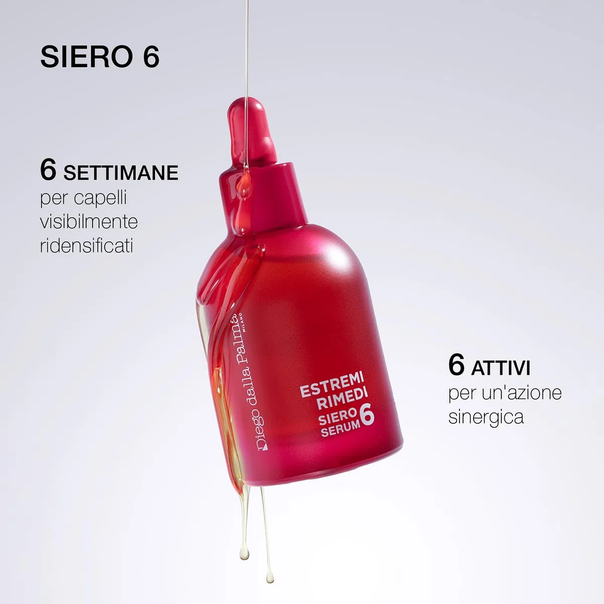 Diego dalla Palma ESTREMIRIMEDI Siero 6, Trattamento Fortificante Scalpo e Capelli, Stimolante del Microcircolo, Rinforzante della Fibra Capillare, 50ml