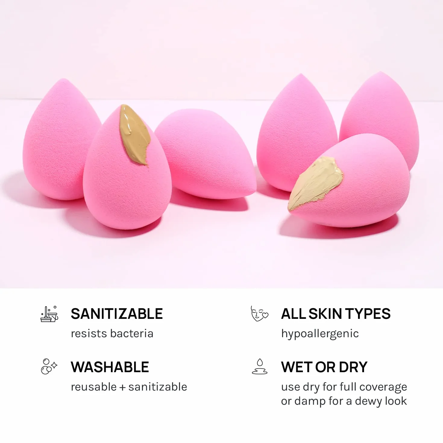 AOA Studio Wonder blender Collezione di spugne per il trucco senza lattice e ad alta definizione, set di 6 spugne per il trucco per cipria, crema e liquido, morbidissime, per miscelare cosmetici