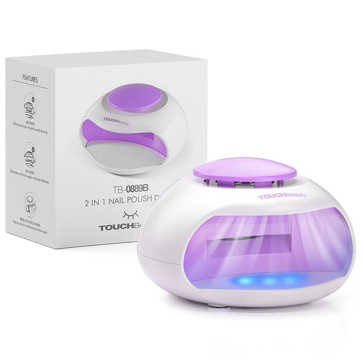 TOUCHBeauty Asciuga Unghie Aria e Luce LED, Essiccatore per Unghie Portatile, Mini Asciuga Smalto per Normale Unghie Ventilatore per Adolescenti, Principianti, a Batteria AG-0889N