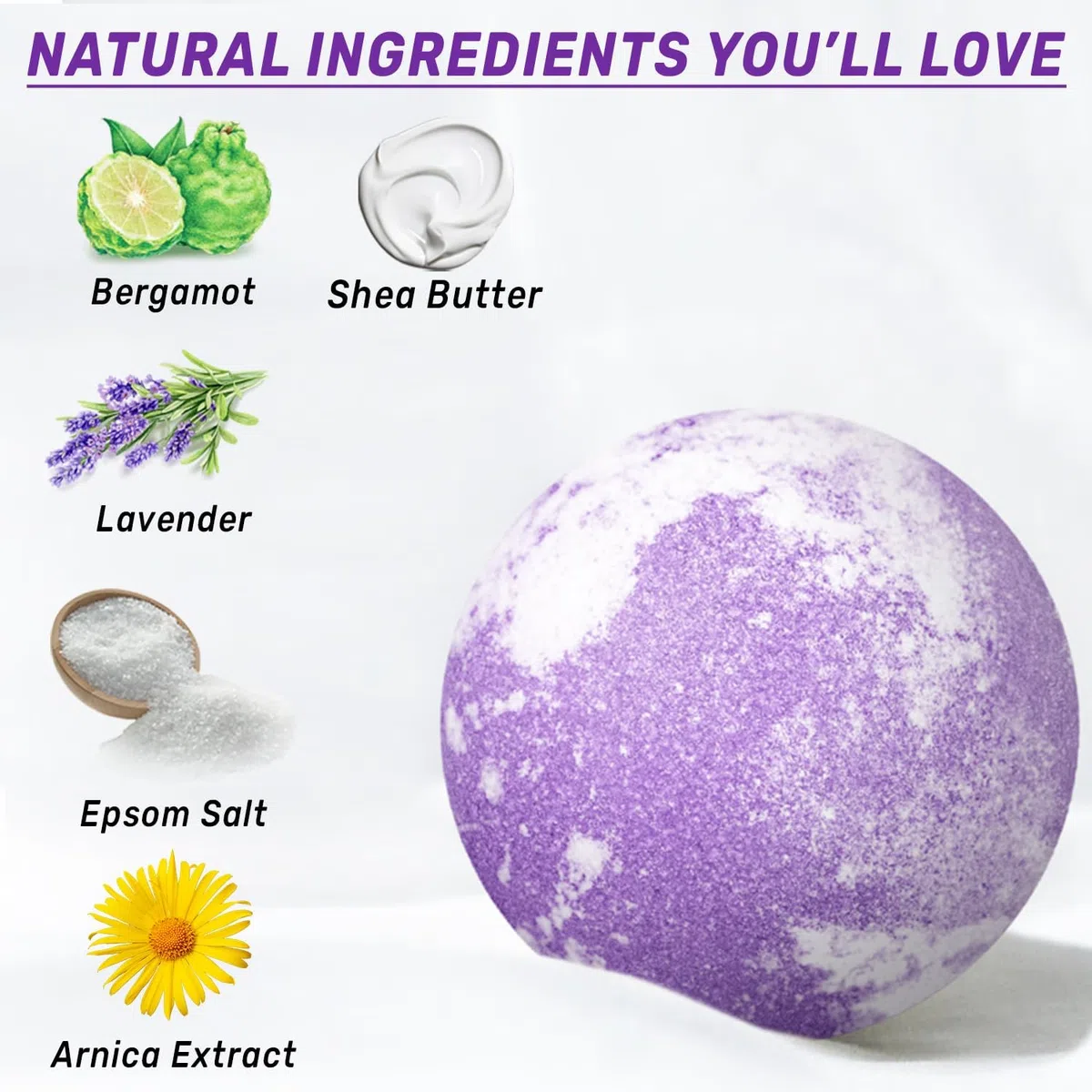 Organic 300mg Arnica Montana Oil Bath Bombs Gift Set Lavender Bergamot Essential Oils for Men & Women Anxiety Stress Relaxing Bath Bomb Set Bubble Bath Shower Fizzies Birthday Christmas Spa Gifts
