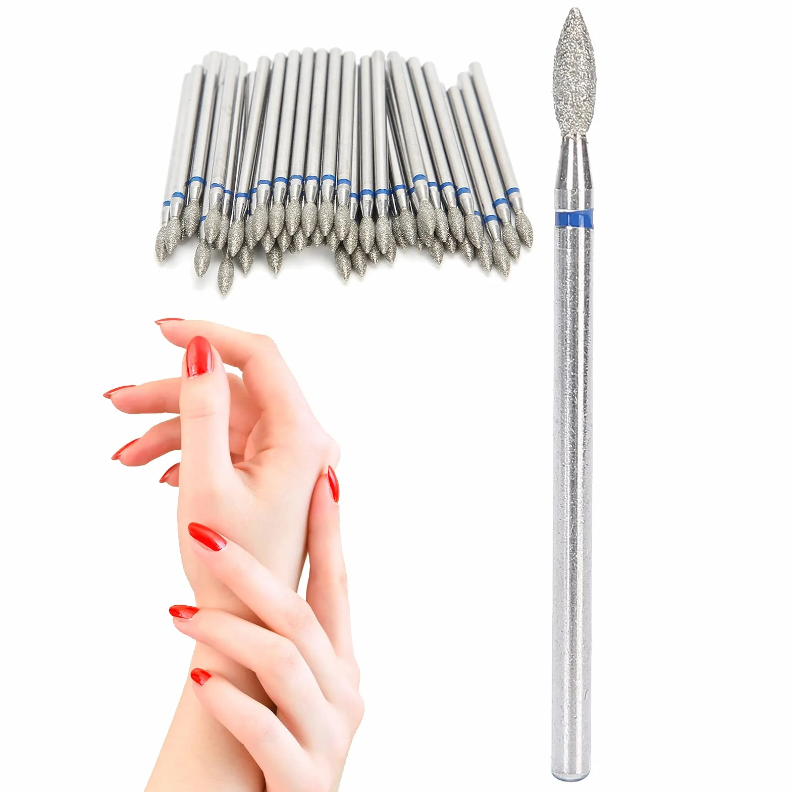 50 punte per trapano per unghie, testa smerigliatrice per unghie acriliche, manicure, smalto per la rimozione della pelle morta