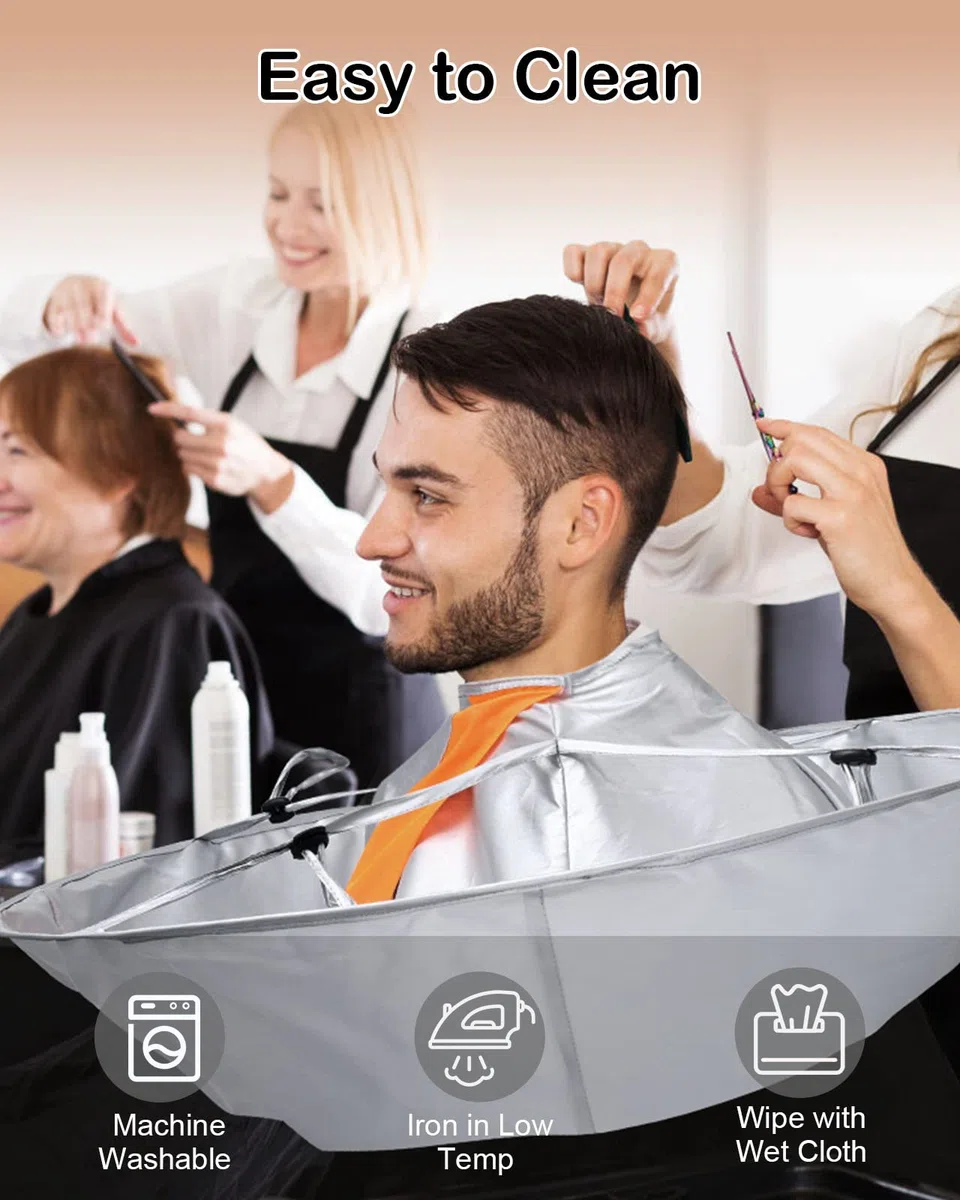 Lictin Taglio Di Capelli Parrucchiere Mantello Da Barba - Mantella per Tagliare i Capelli per Barbiere Di Famiglia con un pettine a punta, 65 cm diametro di (Argento)
