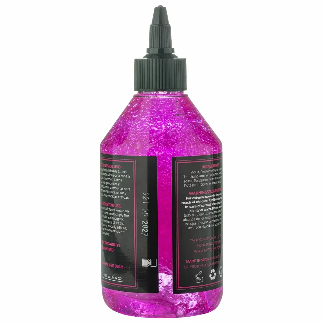 PROTON Professional Stencil Primer Rosa - 250 ml / 8,5 oz Fissatore estremità per stencil tatuaggio