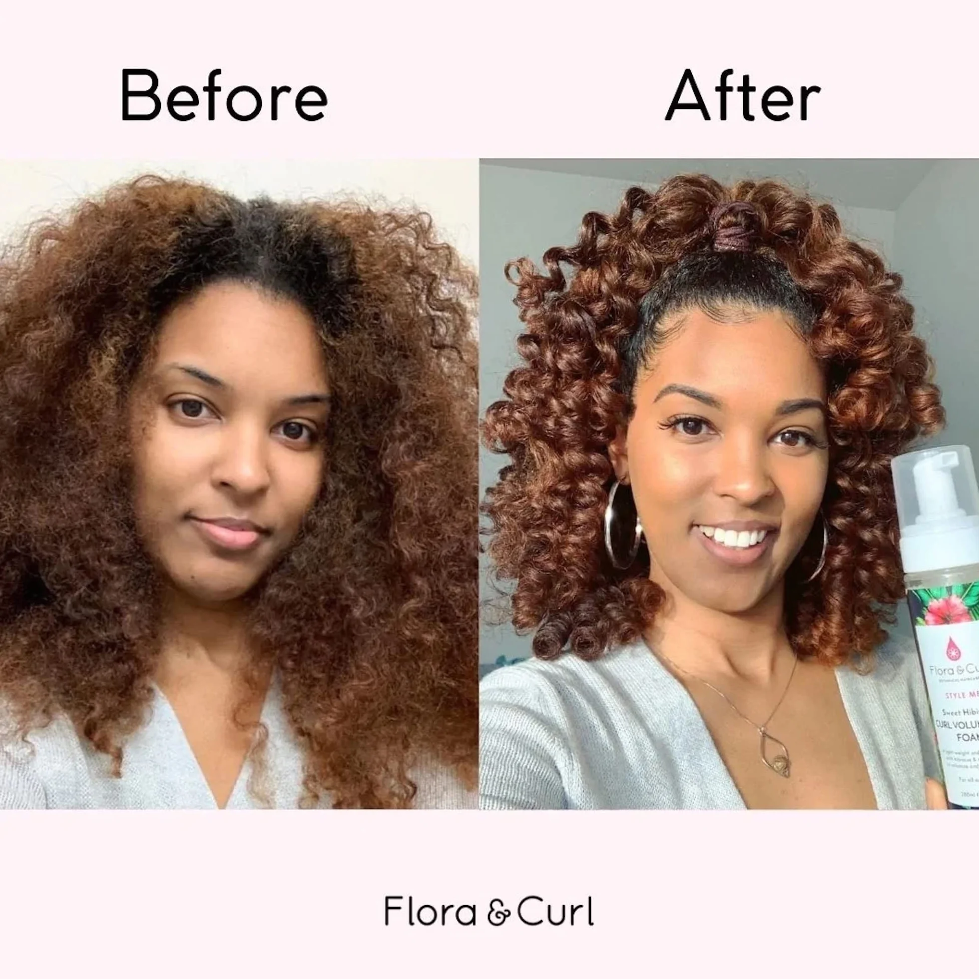 Flora & Curl Sweet Hibiscus Curl - Schiuma volumizzante senza cruelty-Free Botanical Volume Foam per corpo e rimbalzo, 200 ml