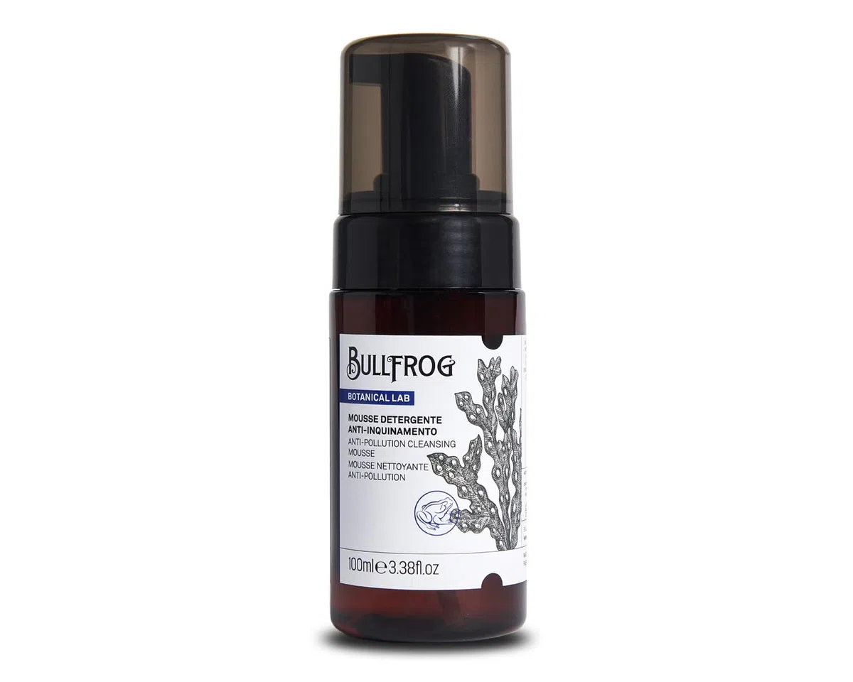 Bullfrog Mousse Detergente Anti-Inquinamento 100ml - Idratante - Libera dalle Impurità - Fragranza Salina Energizzante - Made in Italy.